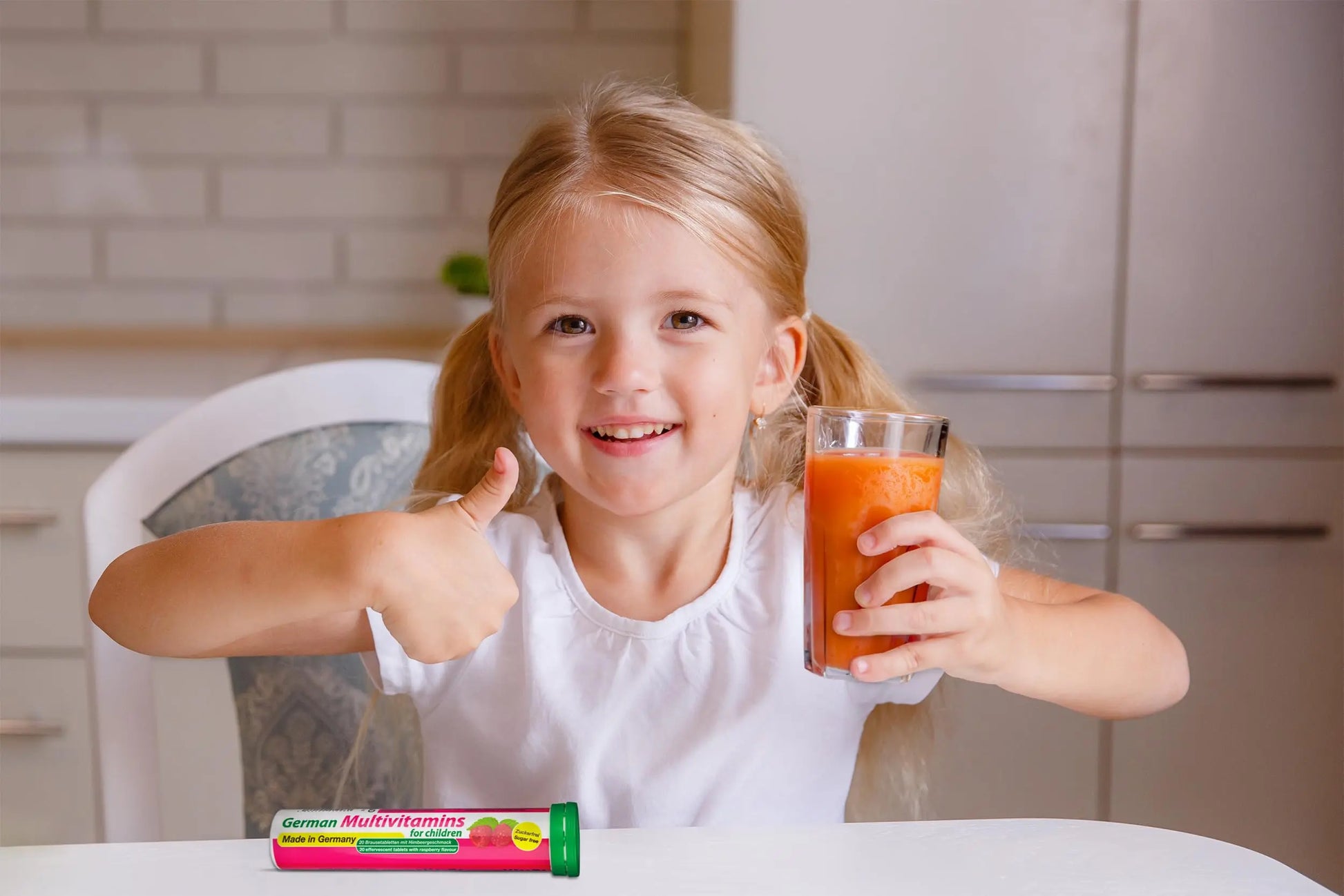 T&D German Multivitamin for Children 60 Drink Effervescent Tablets - Sweet Raspberry Flavour, Sugar Free, Vegan - Vitamin C, E, B1, B2, B6, B12 T&D Au supplements