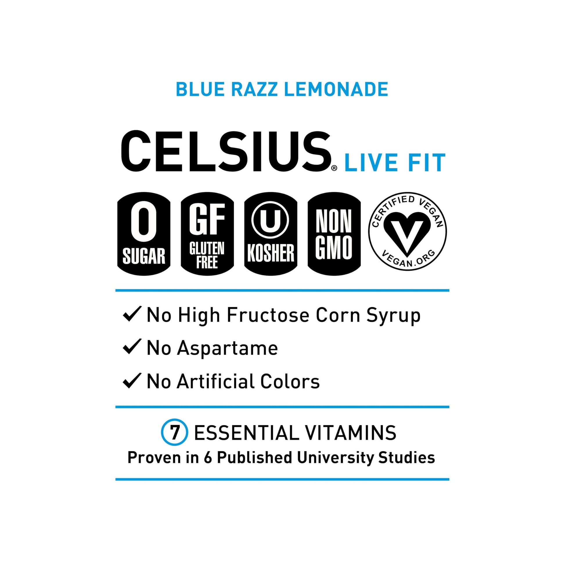CELSIUS Fizz Free Blue Razz Lemonade, Functional Essential Energy Drink 12 Fl Oz CELSIUS Au supplements