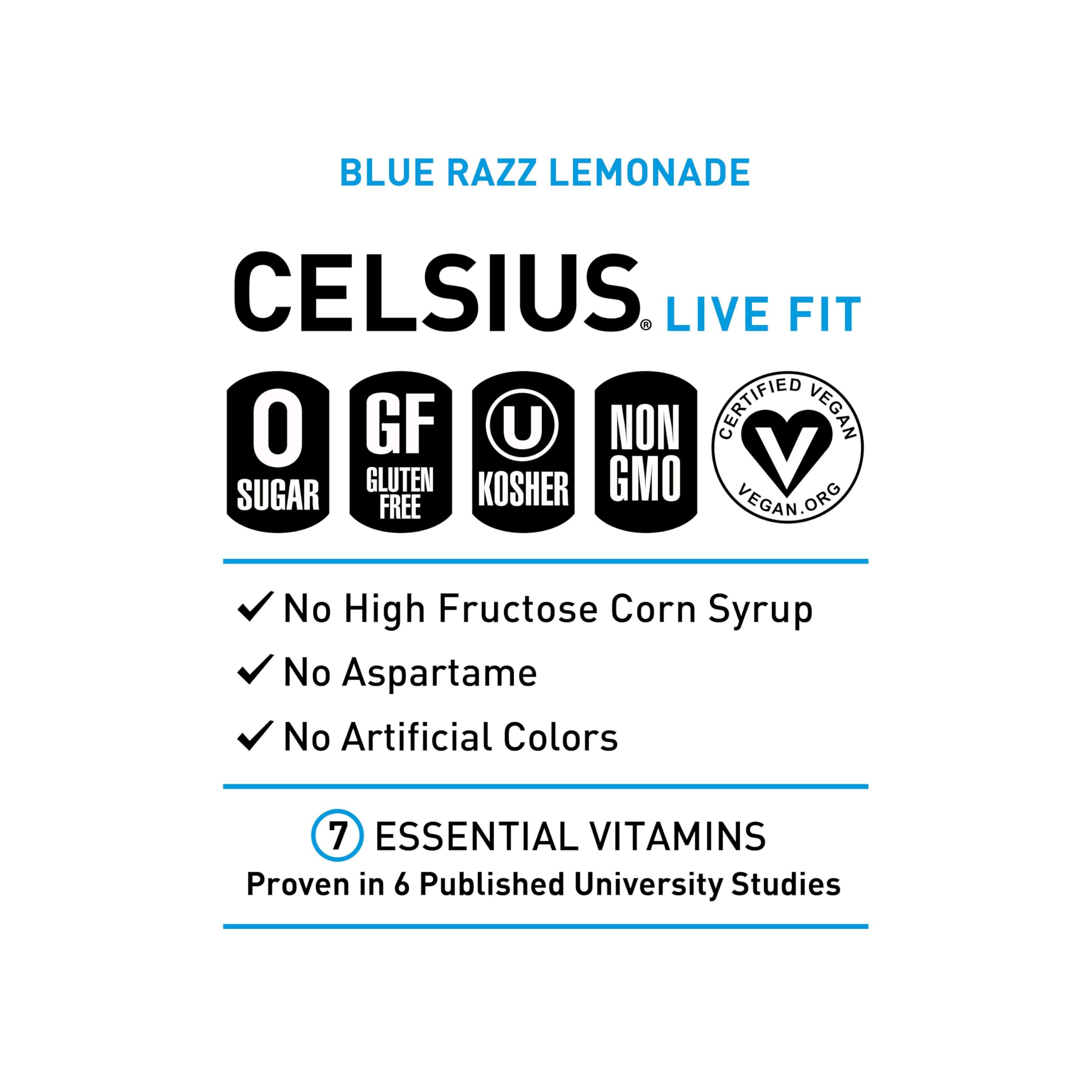 CELSIUS Fizz Free Blue Razz Lemonade, Functional Essential Energy Drink 12 Fl Oz CELSIUS Au supplements