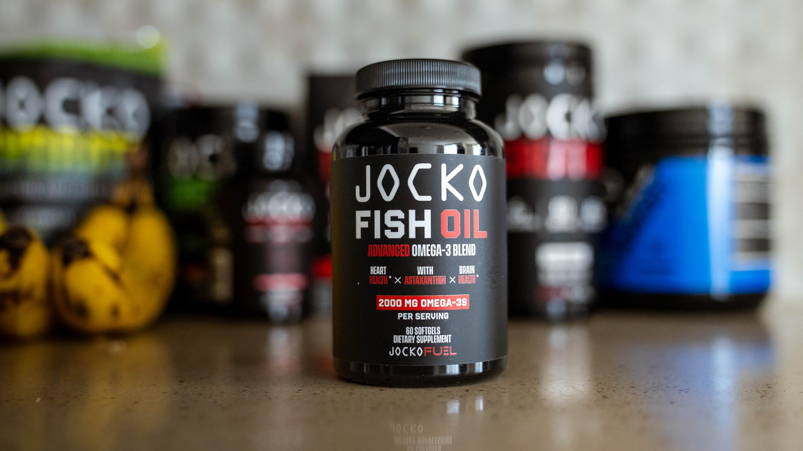 Jocko Fuel Omega 3 Fish Oil Supplement 2000mg - Burpless Fatty Acid Supplement, Wild Caught, Powerful Antioxidant with Astaxanthin (60 Capsules) Jocko Fuel Au supplements