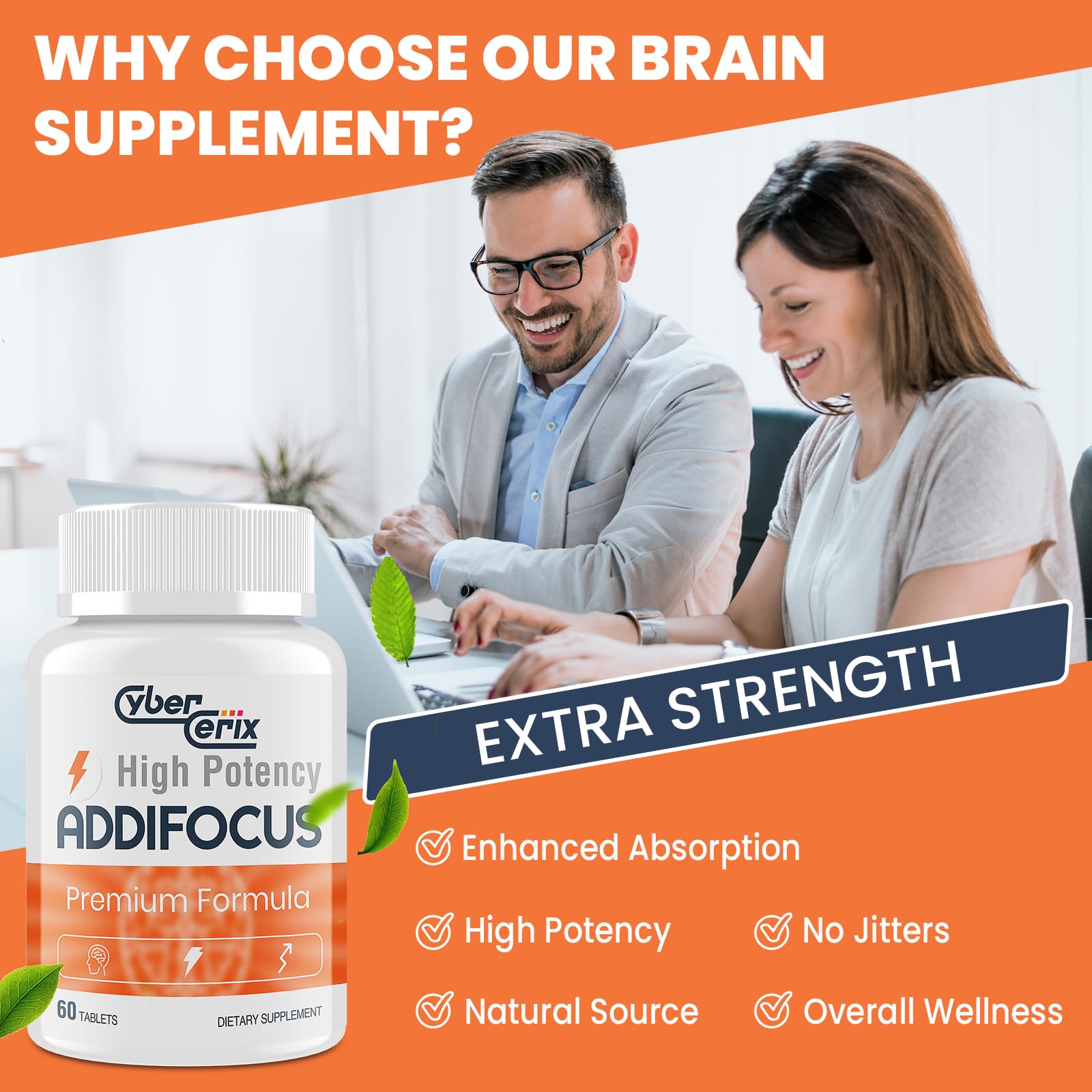 17-in-1 Brain Supplement for Memory and Focus - Nootropic Brain Supplement for Concentration, Clarity, Energy & Focus - Natural Caffeine Blend with Vitamins, Amino Acids & Herbal Extracts - 60 Tablets CyberCerix Au supplements