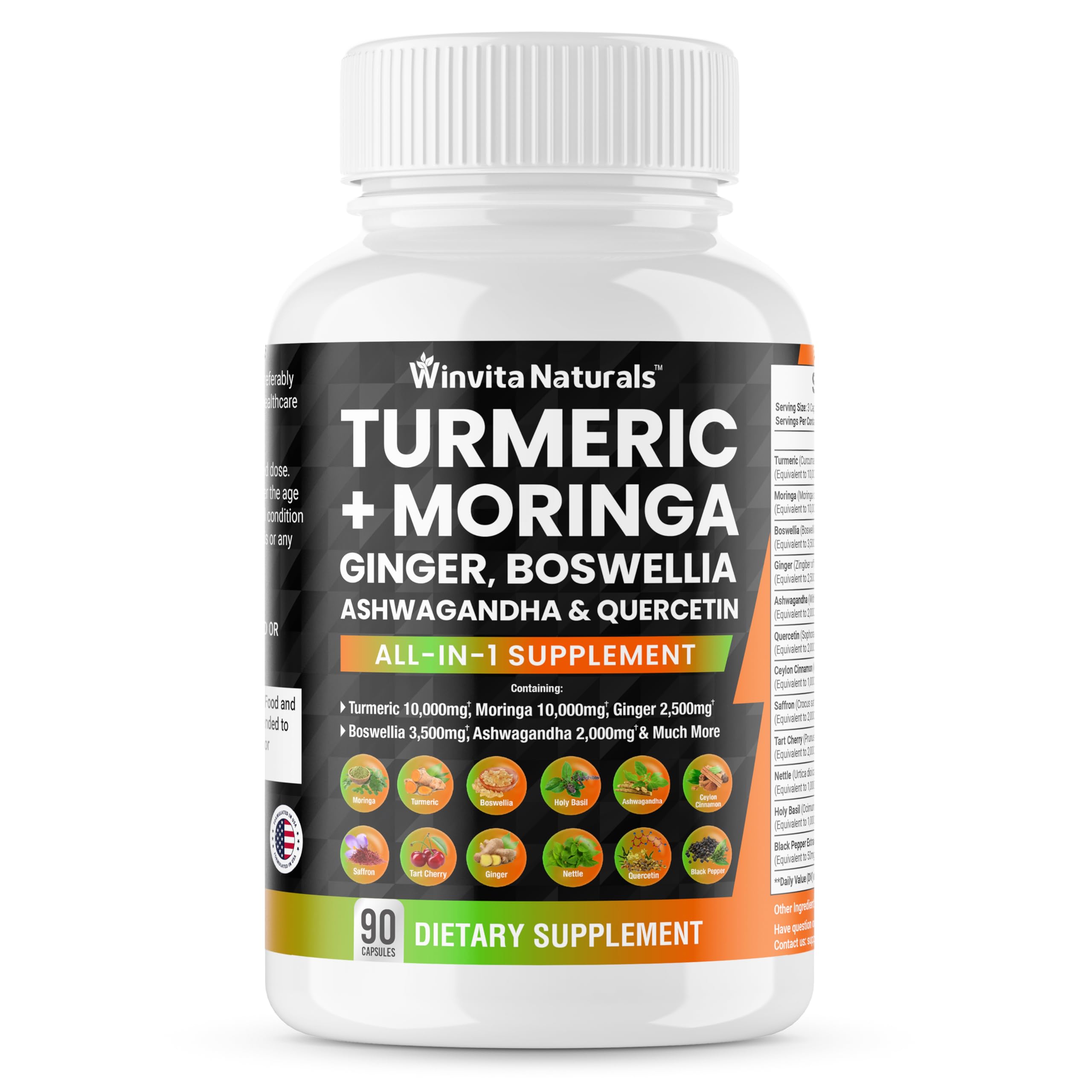 Turmeric Curcumin 10000mg Moringa 10000mg Boswellia 3500mg Ginger 2500mg Winvita Naturals Au supplements