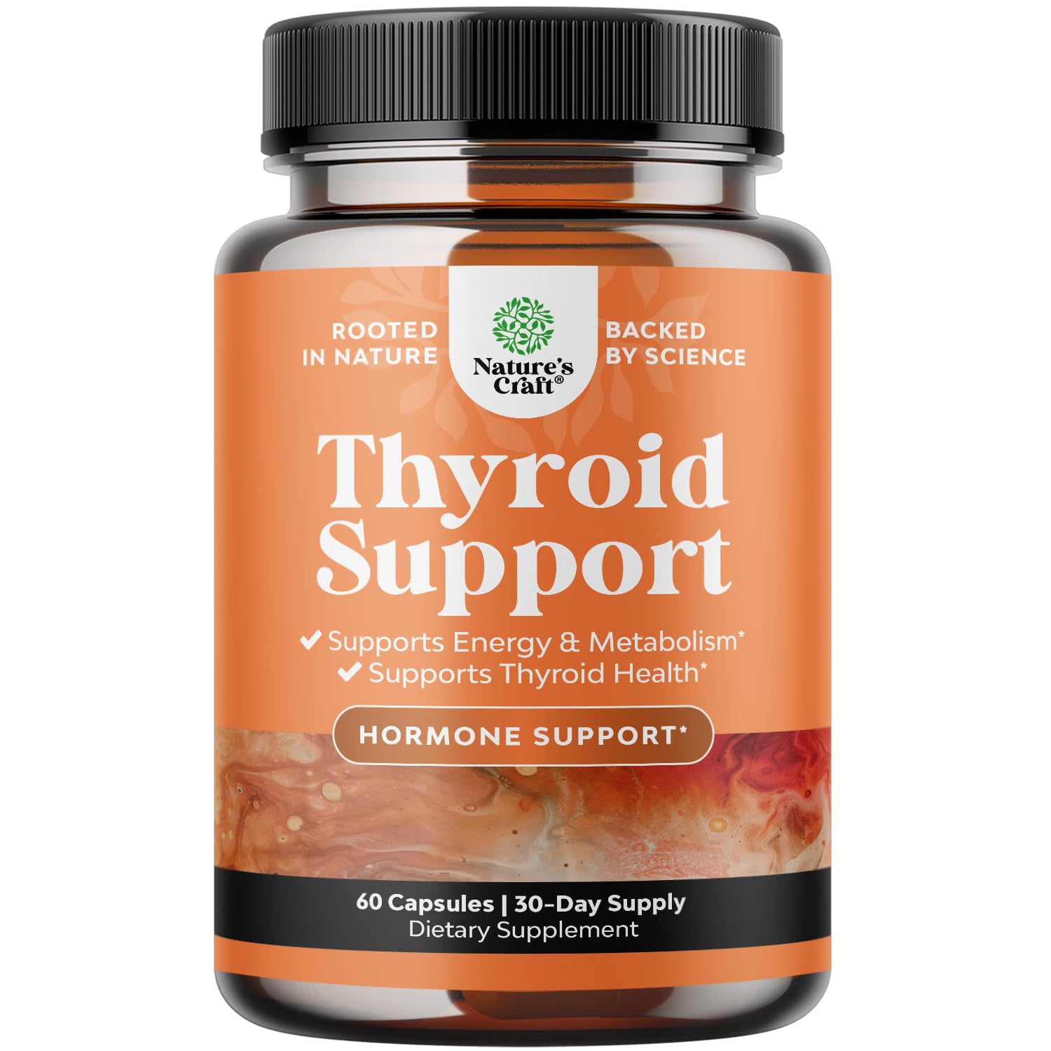 Herbal Thyroid Support Complex - Potent Kelp Iodine Supplement with L Tyrosine, Bladderwrack, Selenium & Pure Ashwagandha for Hormone Balance - Mood & Energy Dietary Pills - 60 Count Natures Craft Au supplements