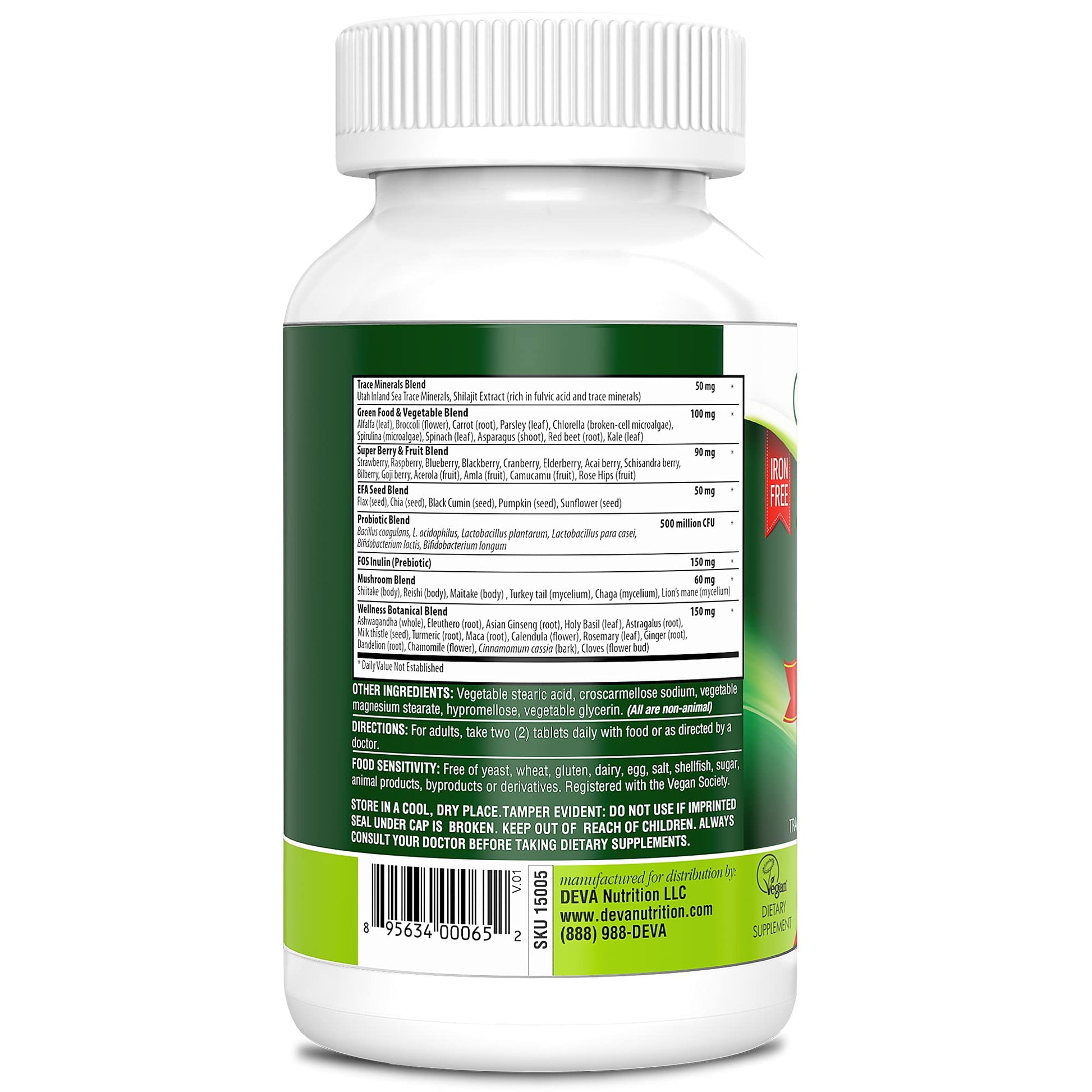 DEVA Tuba Prime Vegan Multivitamin - High-Potency Vitamin and Mineral Dietary Supplement - Antioxidants, Fruit and Vegetable Blend, Super Mushrooms, Probiotics, Prebiotics, Seeds, Herbs - 90 Tablets DEVA Au supplements