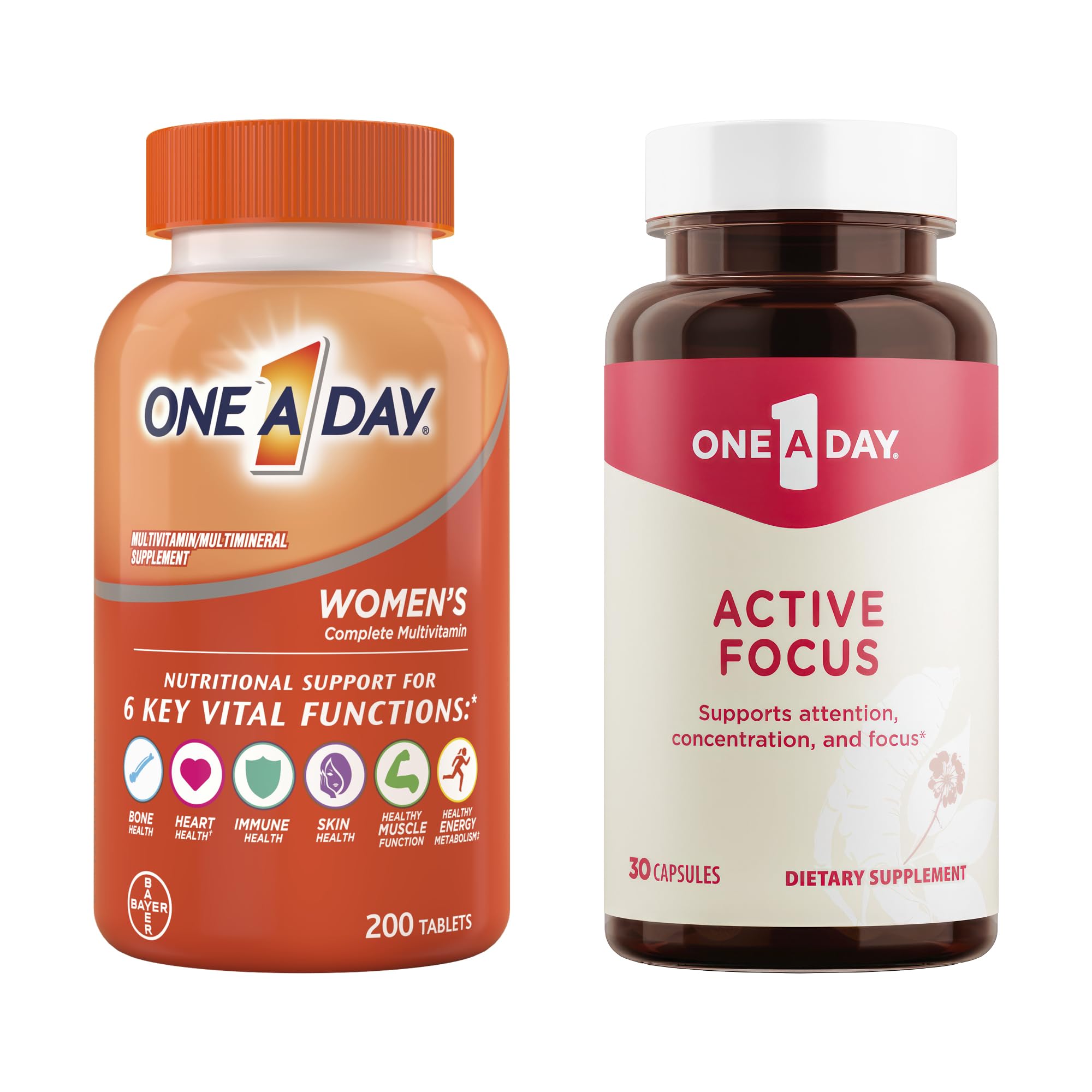 ONE A DAY Bundle Multivitamin for Women 200 Count Tablets Active Focus Supplement ONE A DAY Au supplements