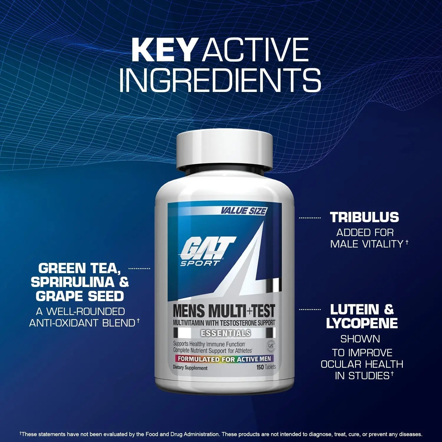 GAT SPORT Men's Multi + Test, Premium Multivitamin Tablets (150 Count) GAT SPORT Au supplements