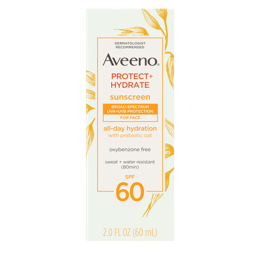 Aveeno Protect + Hydrate Face Sunscreen, SPF 60 Broad Spectrum, for Sensitive Skin, Travel Size, Water Resistant AveenoUS supplements