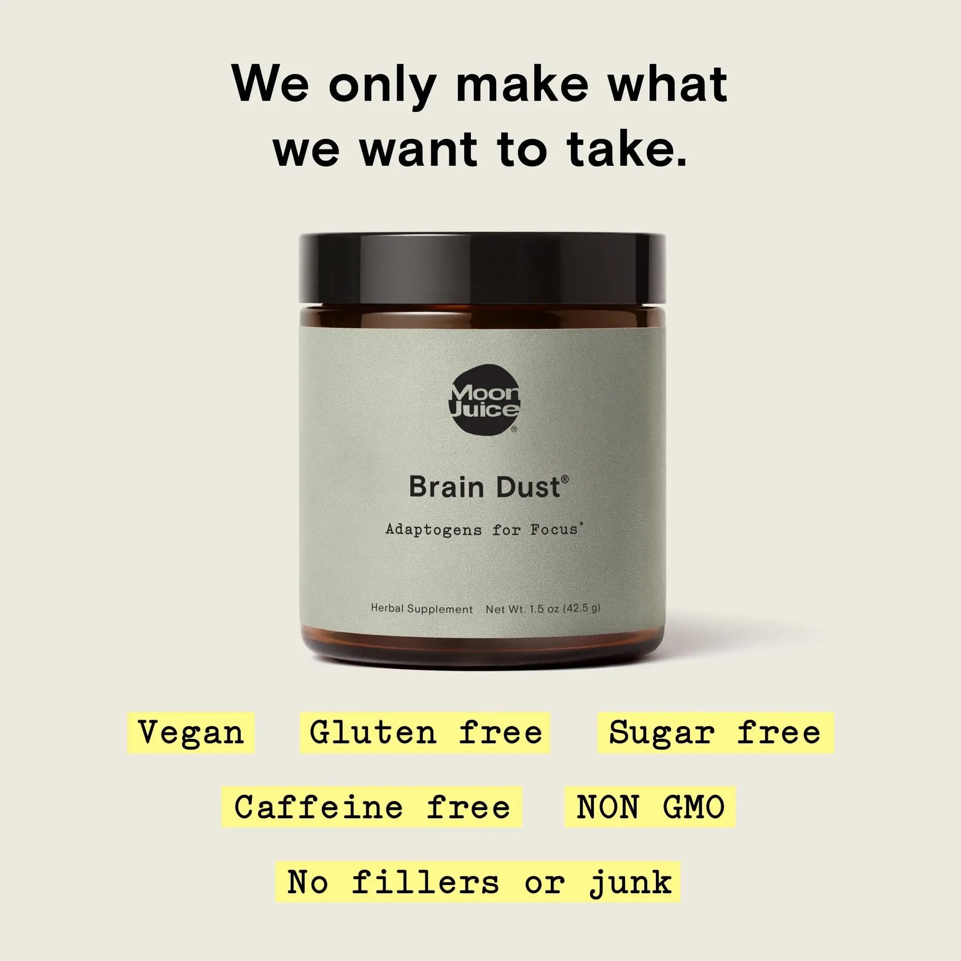 Moon Juice Brain Dust - Adaptogenic Mushroom Supplement for Memory & Focus - Lion’s Mane, Ginkgo Biloba & Ashwagandha - Caffeine-Free, Vegan Brain Supplement - 1.5 oz Moon Juice Au supplements