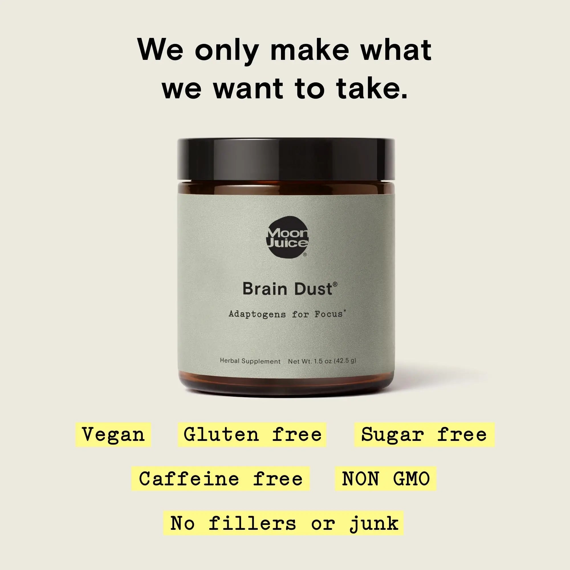Moon Juice Brain Dust - Adaptogenic Mushroom Supplement for Memory & Focus - Lion’s Mane, Ginkgo Biloba & Ashwagandha - Caffeine-Free, Vegan Brain Supplement - 1.5 oz Moon Juice Au supplements