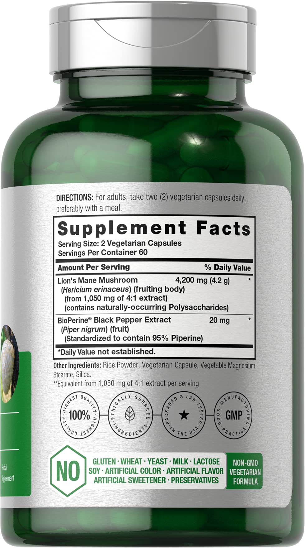 Horbäach Lions Mane Mushroom Extract | 4200mg | 120 Capsules | Vegetarian Horbäach Au supplements