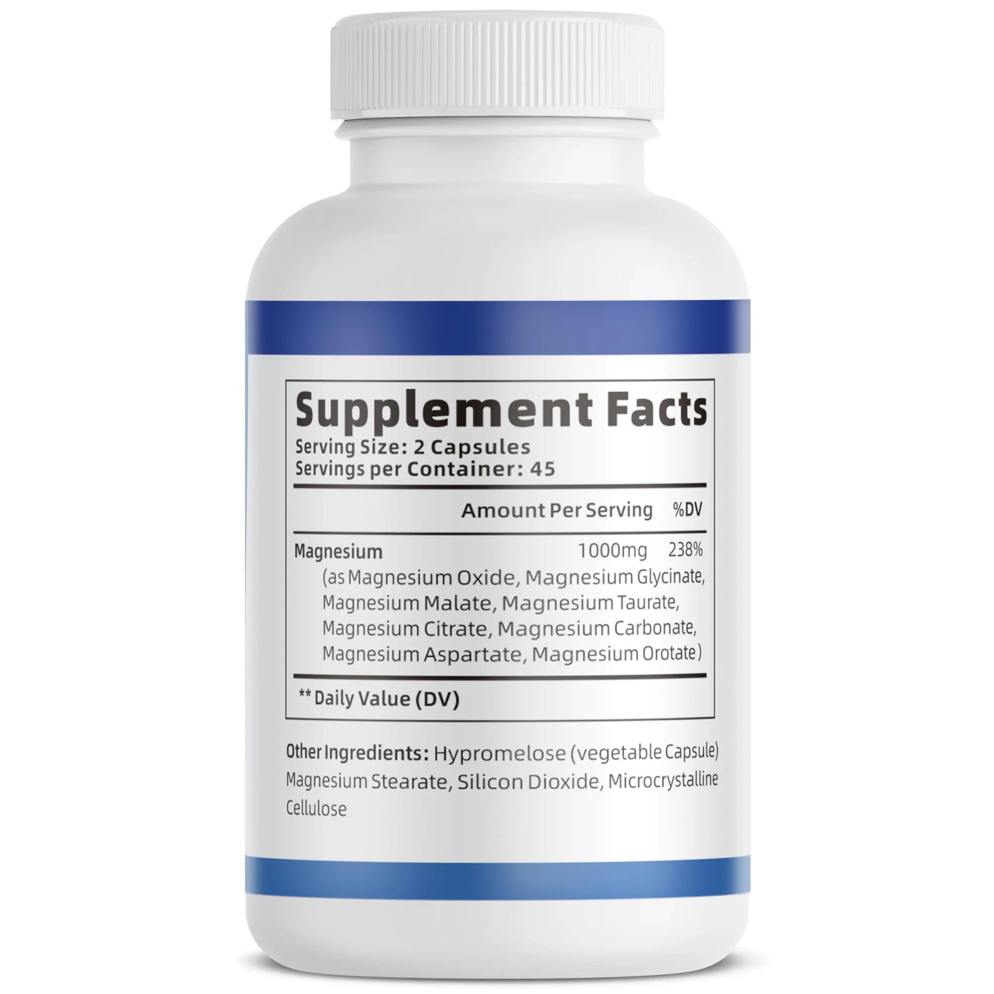 1000mg Magnesium Complex for Women & Men*, 8 Elemental with Magnesium Glycinate, Citrate, Malate, Taurate, Oxide, Carbonate, Aspartate, Orotate for Bones, Muscle, Recovery, Energy, Vegan, 90 Capsules VivoNu Au supplements