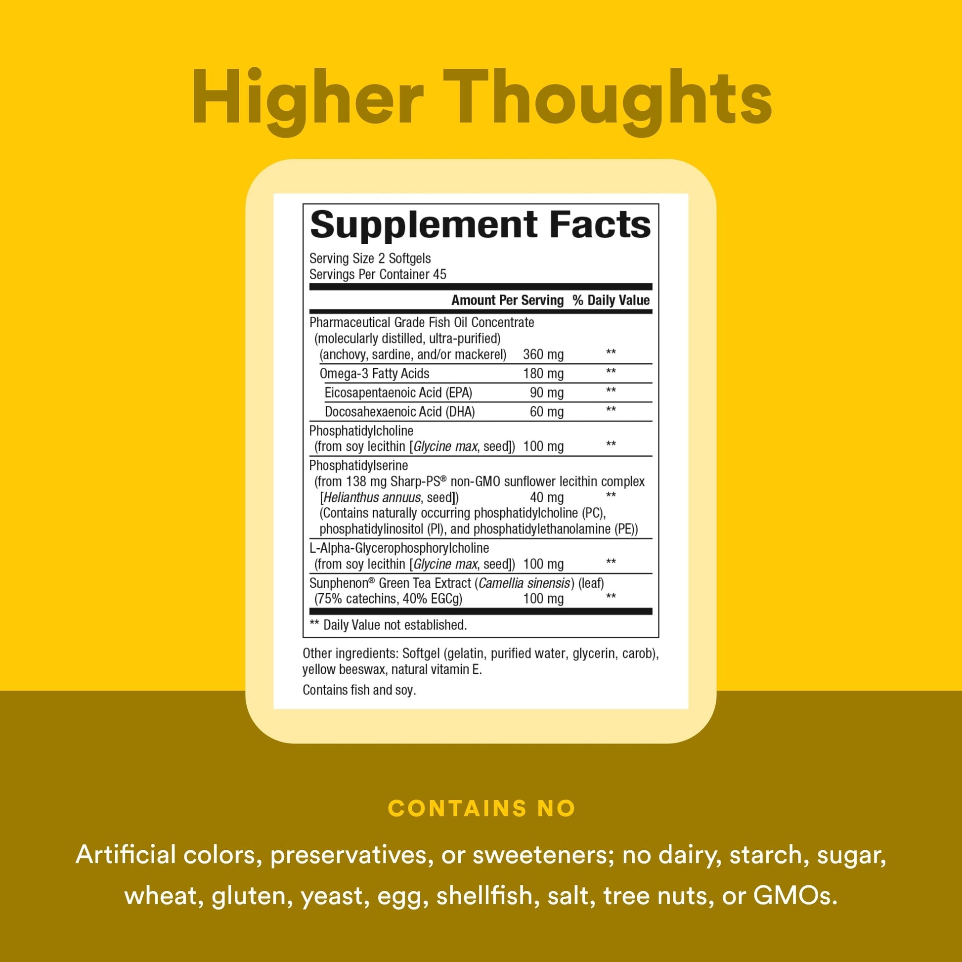 Natural Factors Higher Thoughts - Supports Cognitive & Cardiovascular Health* - Fish Oil, Fatty Acids, EPA, DHA & More - 90 Softgels Natural Factors Au supplements