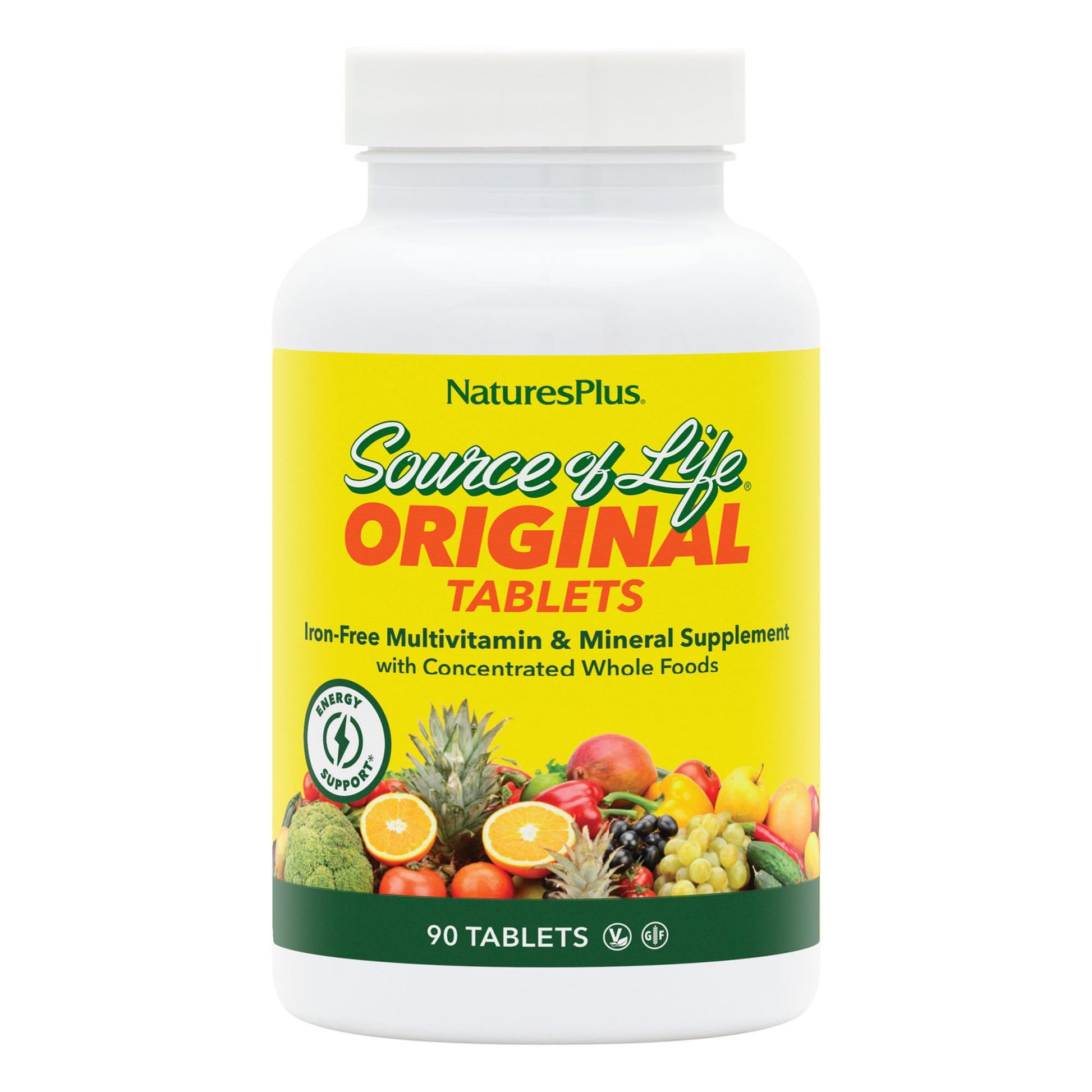 NaturesPlus Source of Life No Iron - 90 Tablets - Multivitamin & Mineral Supplement with Vitamin D3 - Supports Natural Energy & Well-Being - Gluten Free, Vegetarian - 30 Servings NaturesPlus Au supplements