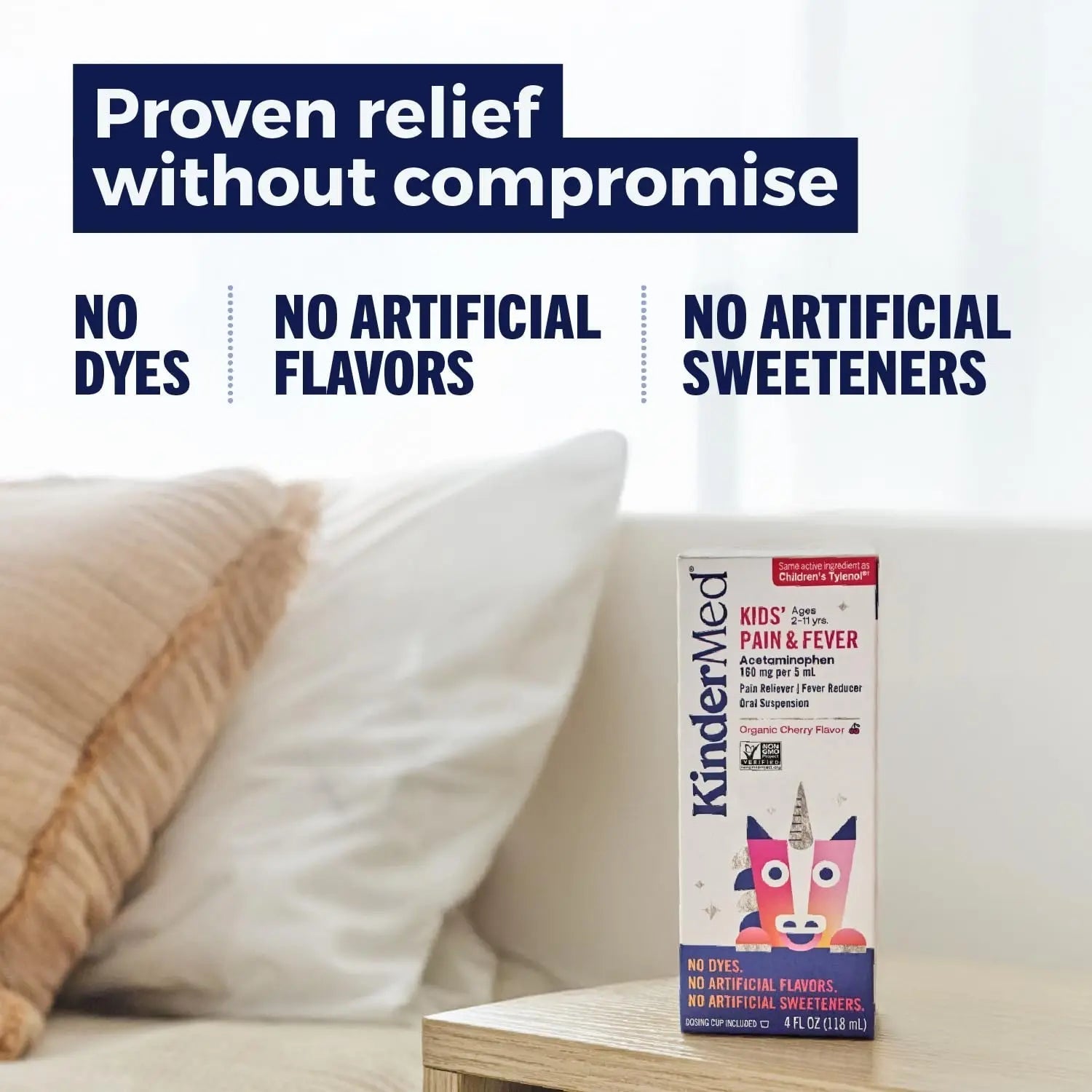 KinderMed Kids' Pain & Fever Medicine, for Ages 2-11 Years, No Dyes, No Artificial Flavors, No Artificial Sweeteners, Vegan, Non-GMO, Gluten Free, Organic Cherry Flavor, Two Pack, 2 x 4 fl. oz KinderMed Au supplements