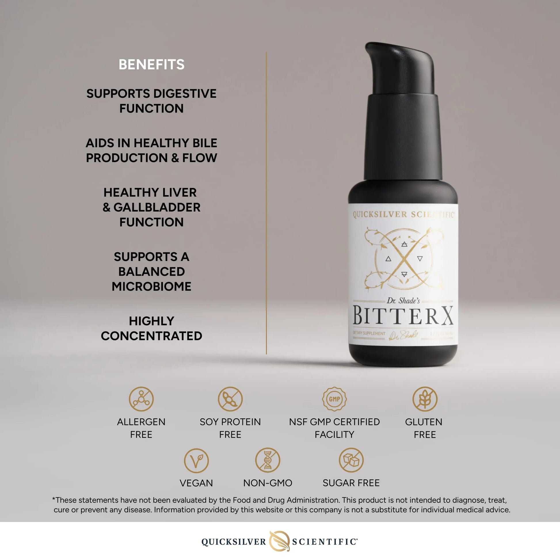 Quicksilver Scientific Dr. Shade's BitterX - Highly Concentrated Bitters for Digestion - Fast Acting Digestive Support & Liver Supplement with Dandelion Root, Gentian Root, Solidago & Myrrh (50ml) Quicksilver Scientific Au supplements