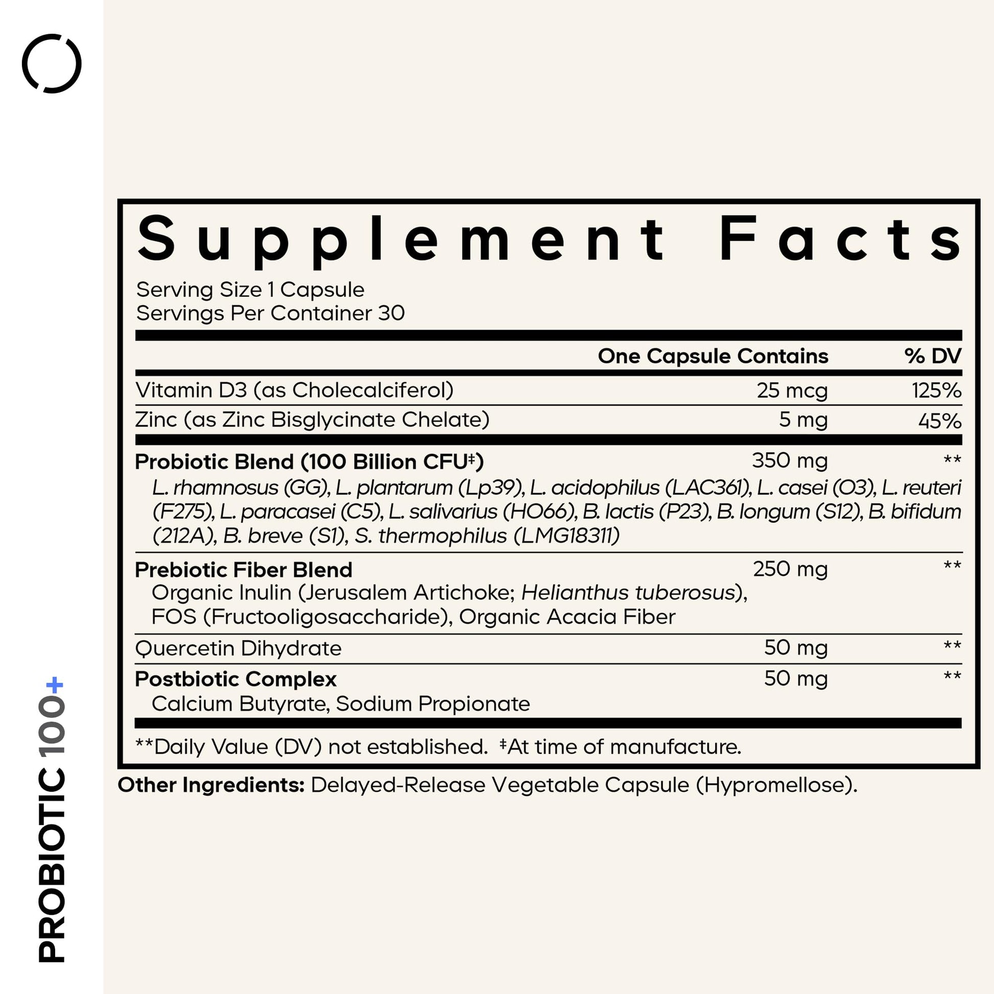 Codeage Probiotic+ 100 Billion CFU Supplement - 12-Strain Probiotic Blend, Organic Prebiotic Fiber, Postbiotics, Vitamin D3, Zinc Bisglycinate, Quercetin - for Men & Women - Non-GMO- 30 Capsules Codeage Au supplements
