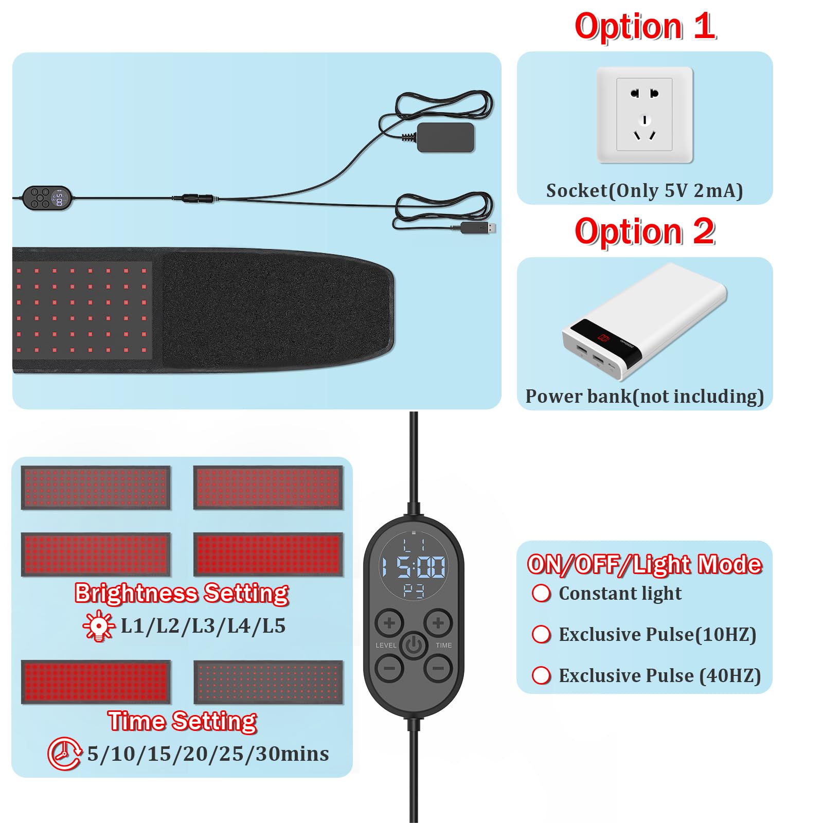 Red Light Therapy Belt Near-Infrared-Light Therapy Wrap for Body Wearable Large Pad Aptoyu Au supplements