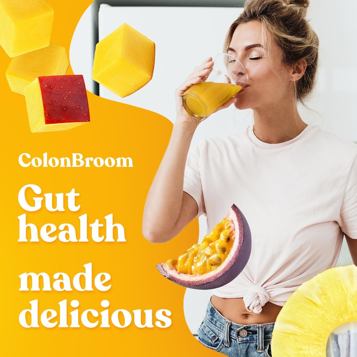 ColonBroom Psyllium Husk Powder with Stevia (Tropical Fruits) - Colon Cleanse for Bloating Relief & Gut Health - Colon Broom Fiber Powder Drink - Vegan Fiber Powder Stevia Supplement, 150 Servings ColonBroom Au supplements