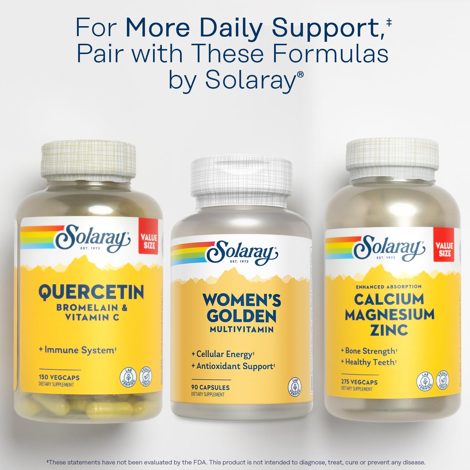 SOLARAY Women's Golden Multivitamin Supplement - Daily Wellness Vitamins for Women, Nutrient Rich, Cellular Energy Support Caps, Complex with Vitamins A, C, D, & E, Biotin, Calcium & More- 90 Capsules SOLARAY Au supplements