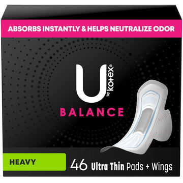 U by Kotex Balance Ultra Thin Pads with Wings, Heavy Absorbency, 46 Count (Packaging May Vary) U by Kotex Au supplements