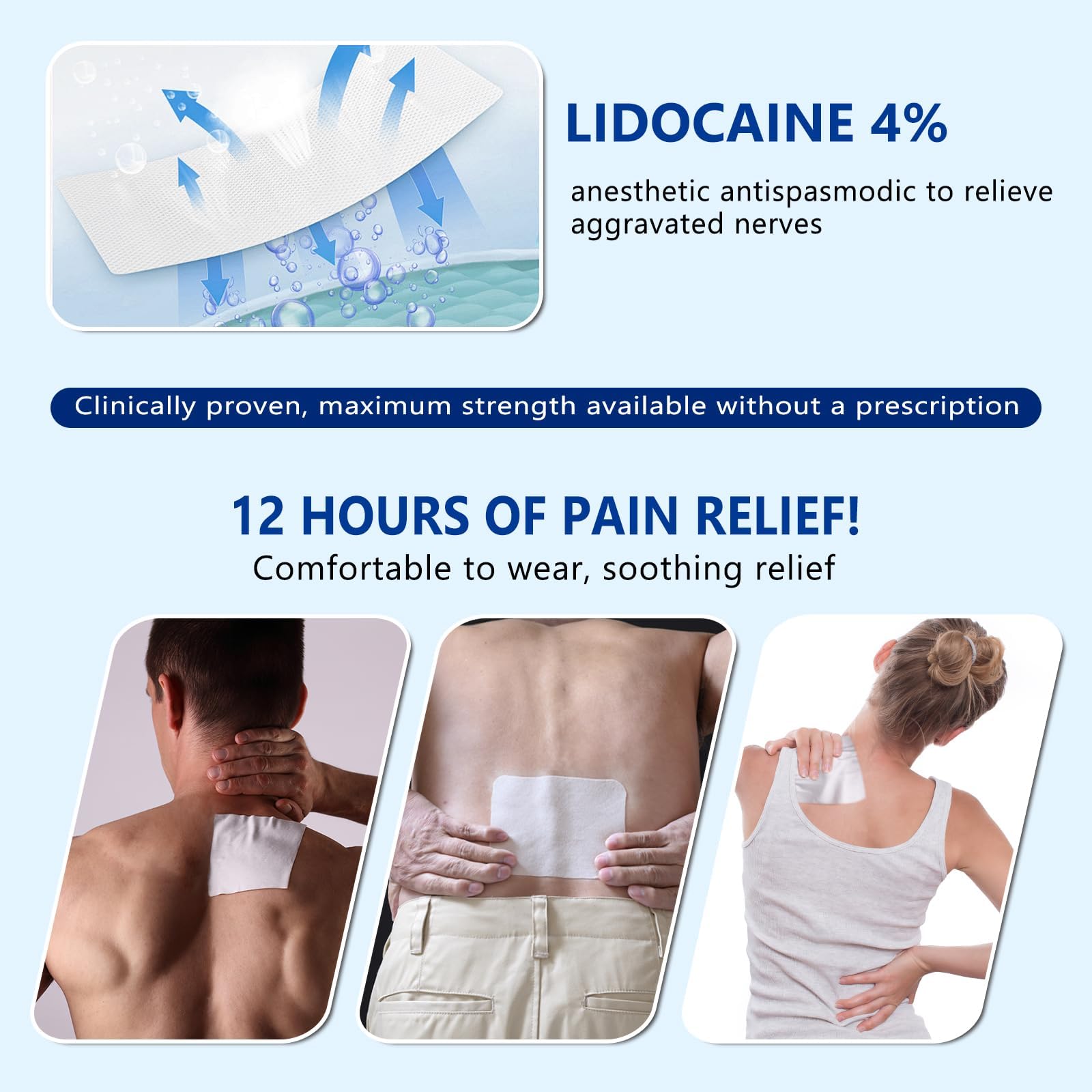 KIbabyDI Professional Lidocaine Pain Relief Patches - 20 Count | 4% Medicated Gel Patches for Targeted Joint & Muscle Comfort | Long-Lasting 12-Hour Relief, Ultra-Flexible Design -lb263 KIbabyDI Au supplements