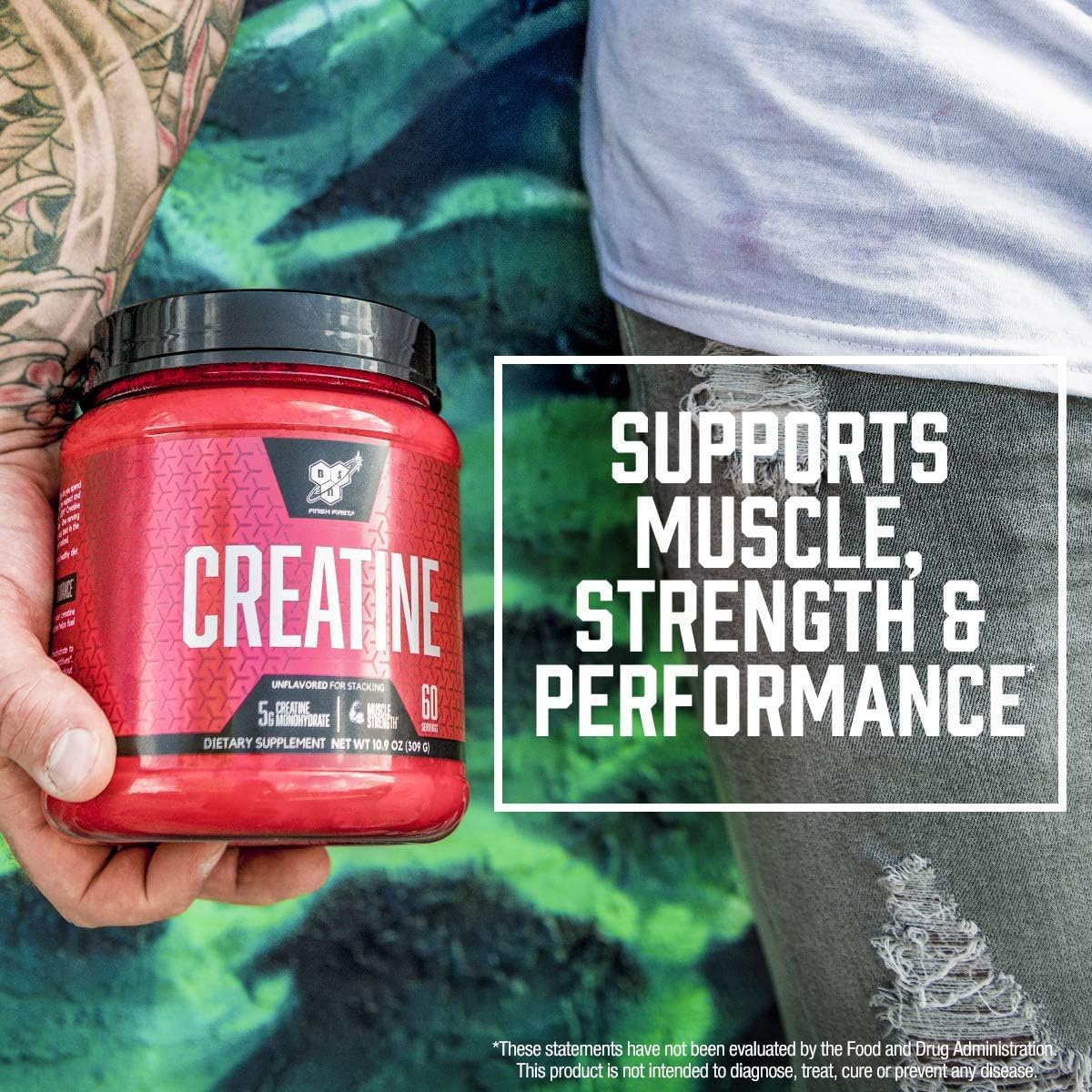 BSN Micronized Creatine Monohydrate Powder, Unflavored Creatine Powder, Micronized, Supports Muscle Building, Supports Muscle Strength, Gym Supplement, 5g per Serving, 5000mg per Servings, 60 Servings BSN Au supplements