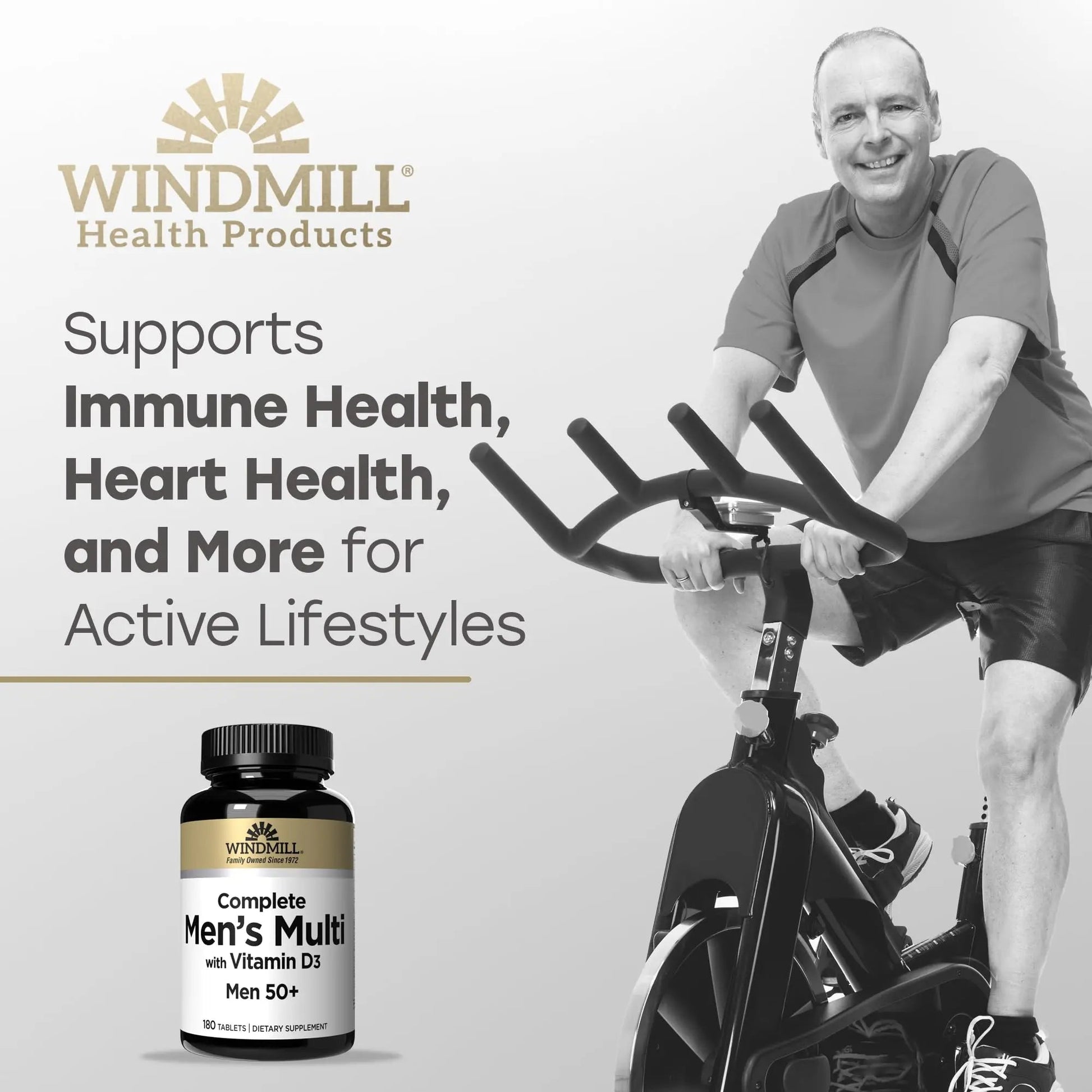 Windmill Natural Vitamins Men’s Multi 50+, with Vitamin D3, Mens Multivitamins for Daily Nutritional Support, Multivitamin for Men, 180 Tablet, 180 Day Supply Windmill Au supplements