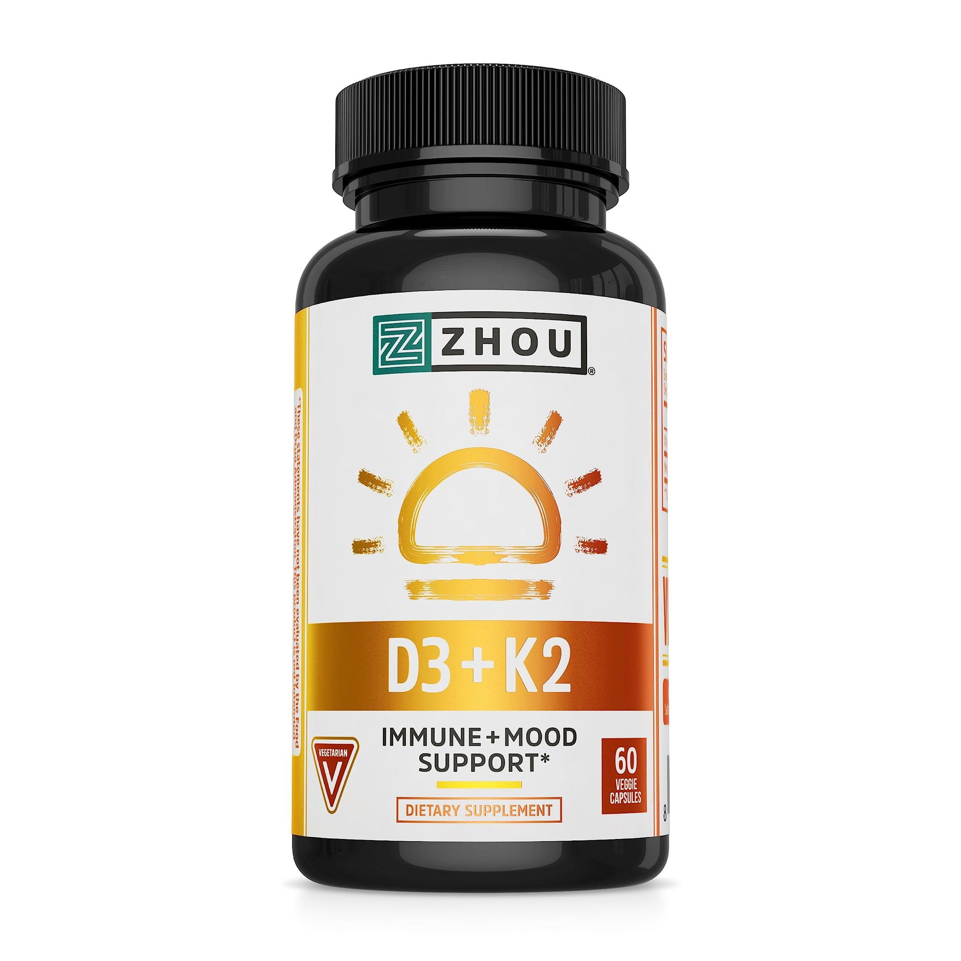 Zhou Nutrition Vitamin D3 K2, Bone and Heart Health Formula 5000 IU Vitamin D3 & 90 mcg Zhou Nutrition Au supplements