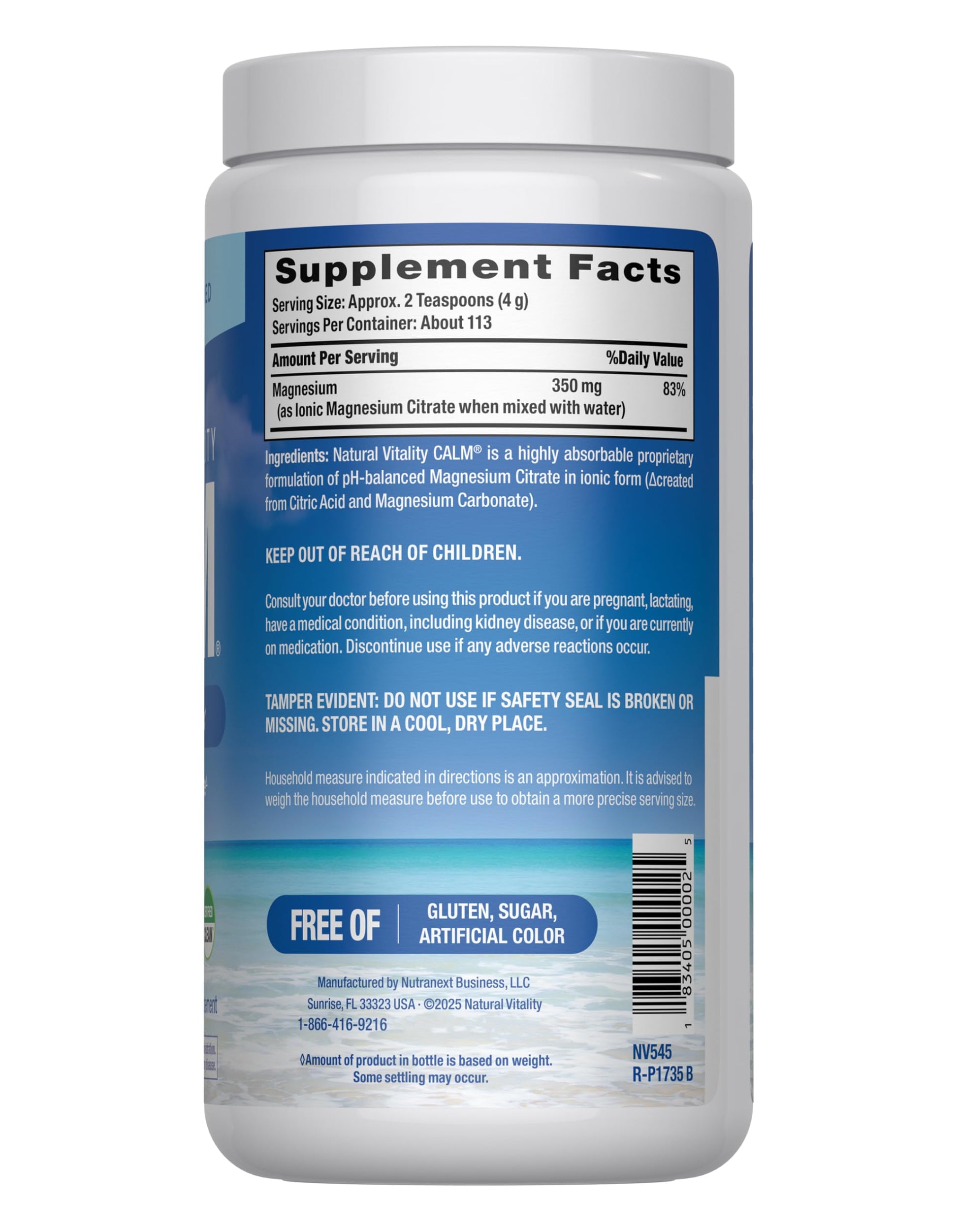 Natural Vitality Calm, Magnesium Supplement, Anti-Stress Drink Mix Powder, Gluten Free, Vegan, & Non-GMO, Original Unflavored, 16 oz Natural Vitality Au supplements