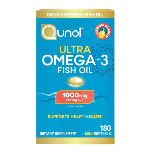 Qunol Fish Oil Omega 3 Mini Softgels, 1000mg Omega 3 EPA + DHA, Ultra Pure Supplements, Heart Health Support, Lemon Flavor QunolAU supplements