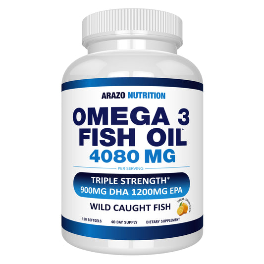 Arazo Nutrition Wild Caught Omega-3 Fish Oil Concentrate – 4,080mg per Serving – High EPA 1200mg & DHA 900mg dailyvitalstoreUS supplements