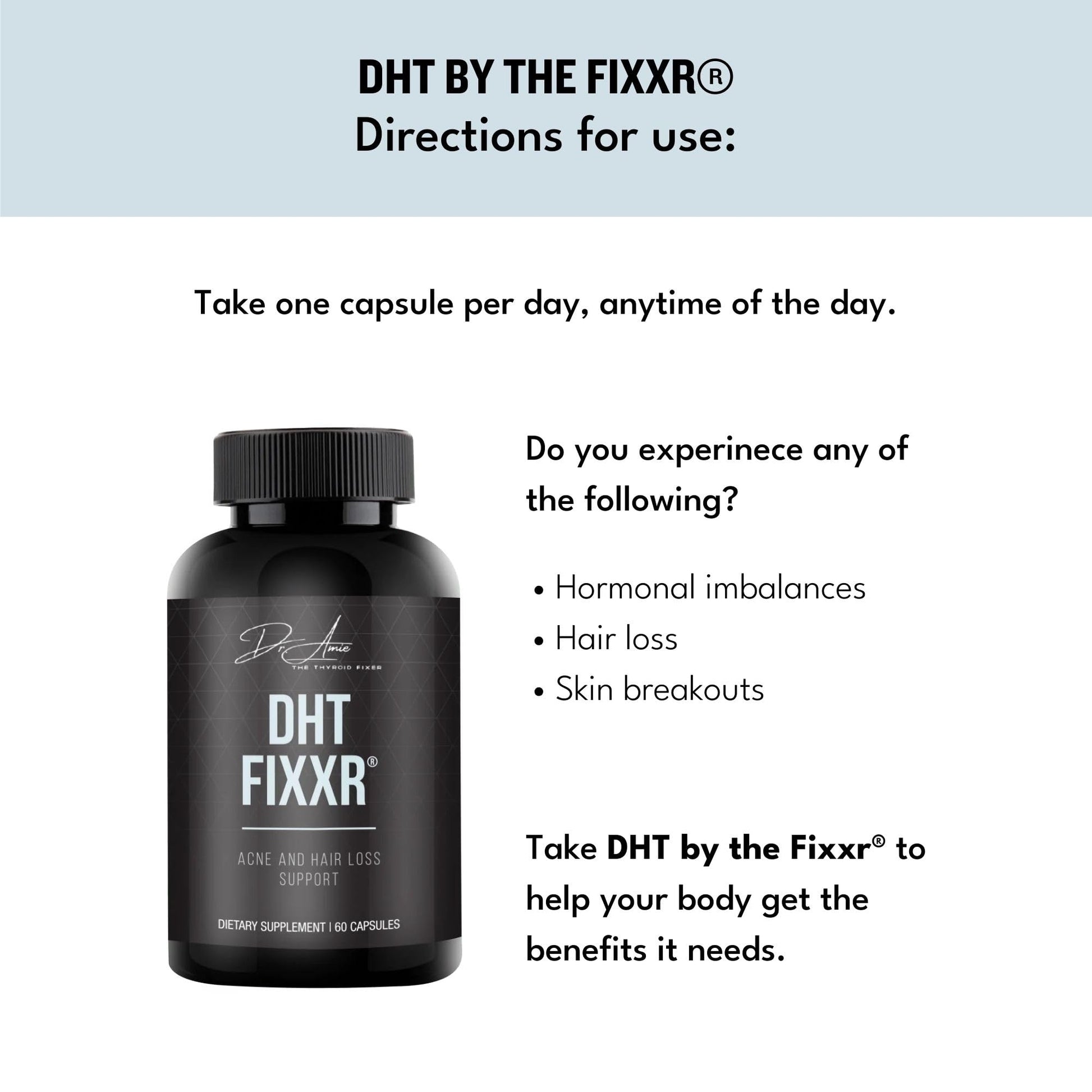 Fixxr DHT Support by Dr. Amie | with Saw Palmetto and Nettles | Acne and Hair Loss Support | 60 Capsules Fixxr Au supplements