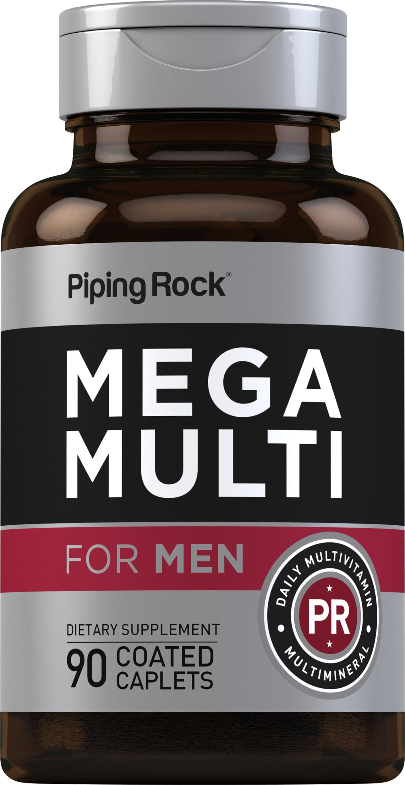 Piping Rock Men's Multivitamin | 90 Caplets | Mega Vitamin and Mineral Complex | Daily Support Supplement | with Vitamin C, D, Magnesium, Zinc | Non-GMO, Gluten Free Piping Rock Au supplements