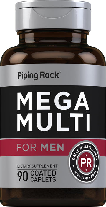 Piping Rock Men's Multivitamin | 90 Caplets | Mega Vitamin and Mineral Complex | Daily Support Supplement | with Vitamin C, D, Magnesium, Zinc | Non-GMO, Gluten Free Piping Rock Au supplements