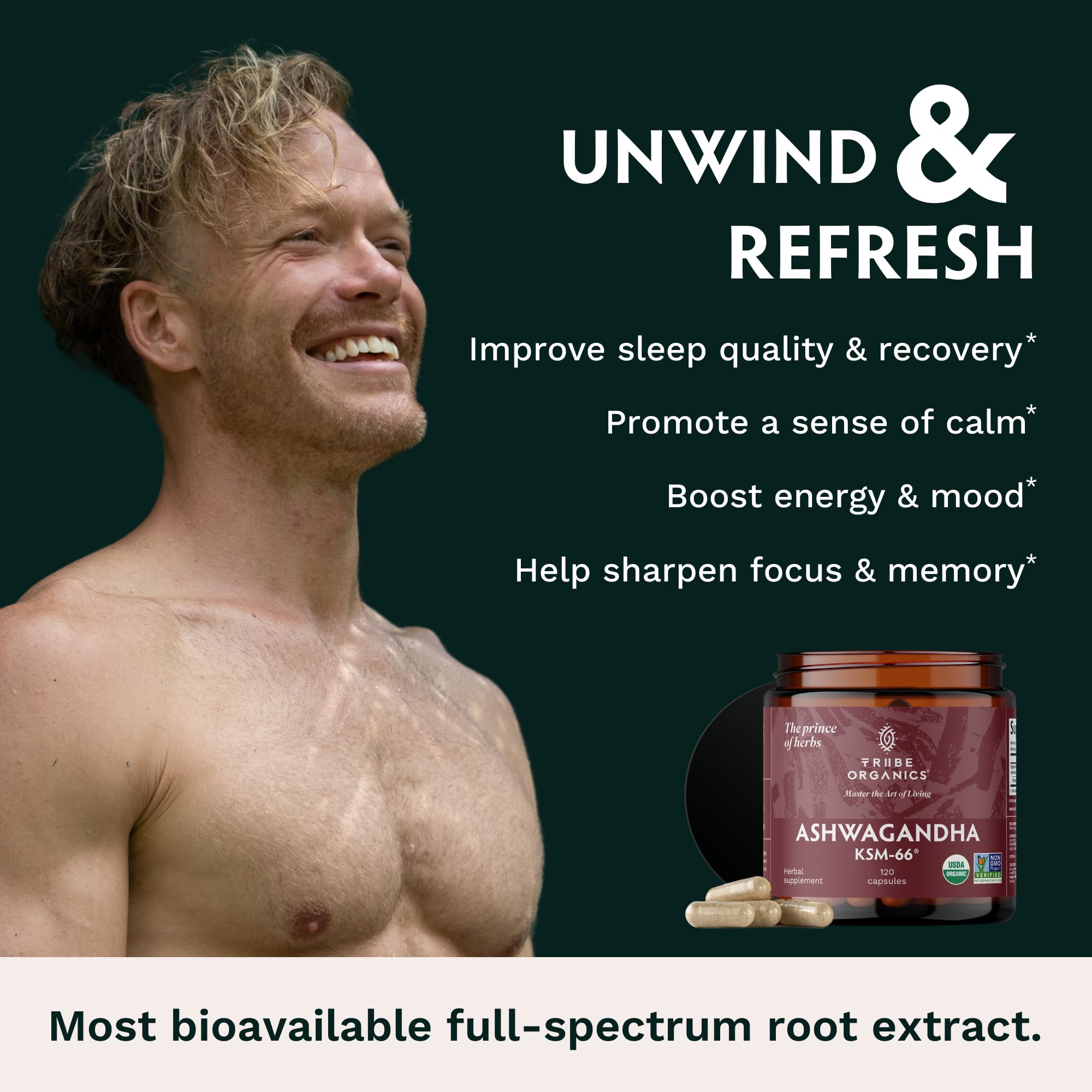 TRIBE ORGANICS Ashwagandha KSM 66 Pure Organic Root Powder Extract Ayurvedic TRIBE ORGANICS Au supplements