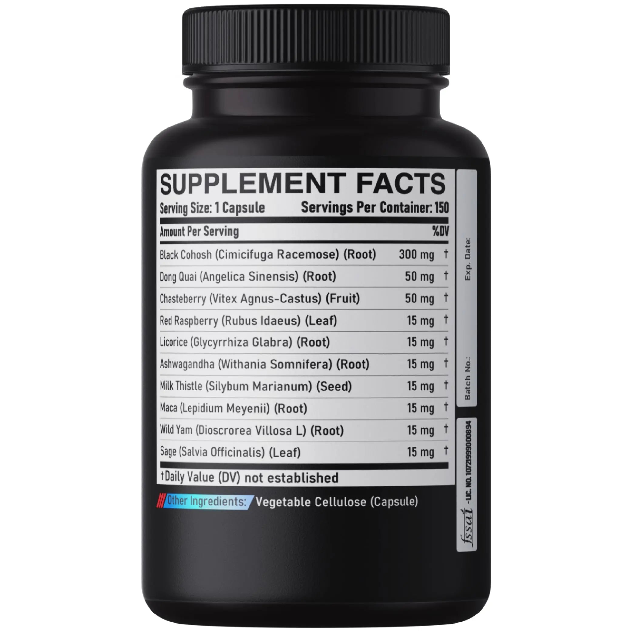 DEDICAD 12in1 Black Cohosh 5-Month Supply for Menopause Support Supplement with Dong Quai, Chasteberry, Red Raspberry, Licorice, Wild Yam & More - 150 Capsules DEDICAD Au supplements