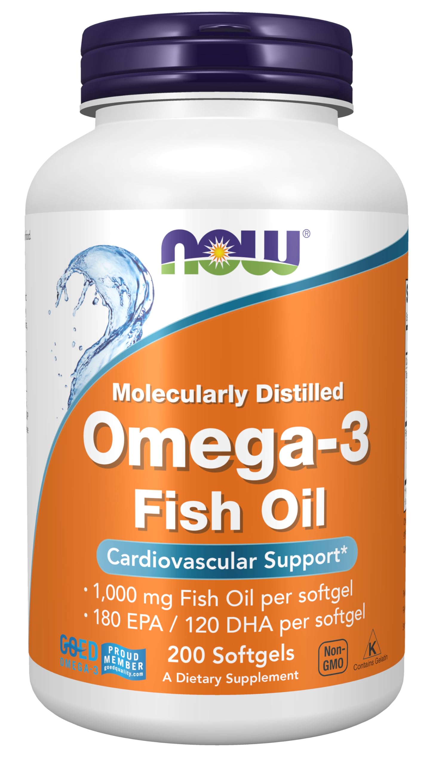 NOW Foods Supplements, Omega-3 180 EPA / 120 DHA, Molecularly Distilled, Cardiovascular Support*, 200 Softgels NOW Foods Au supplements