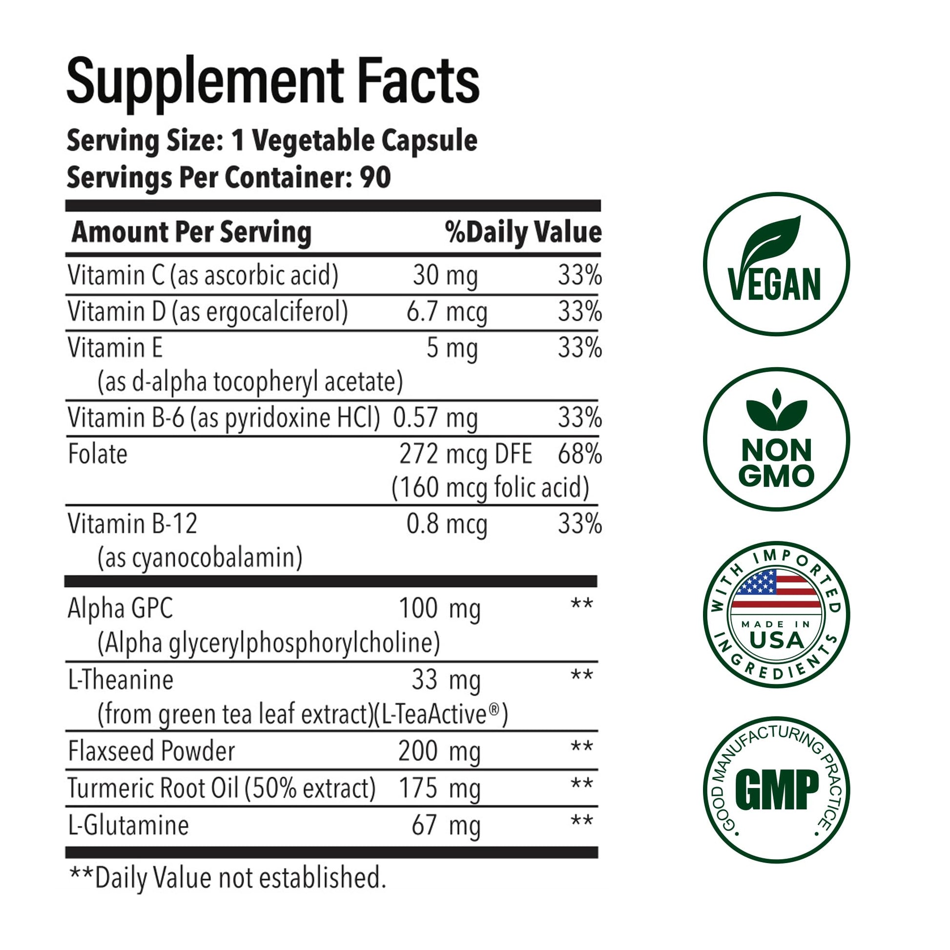 Advanced Brain Health Supplement with Alpha GPC, L-Theanine, L-Glutamine for Memory and Focus - 90 Capsules NutrifyMD Au supplements