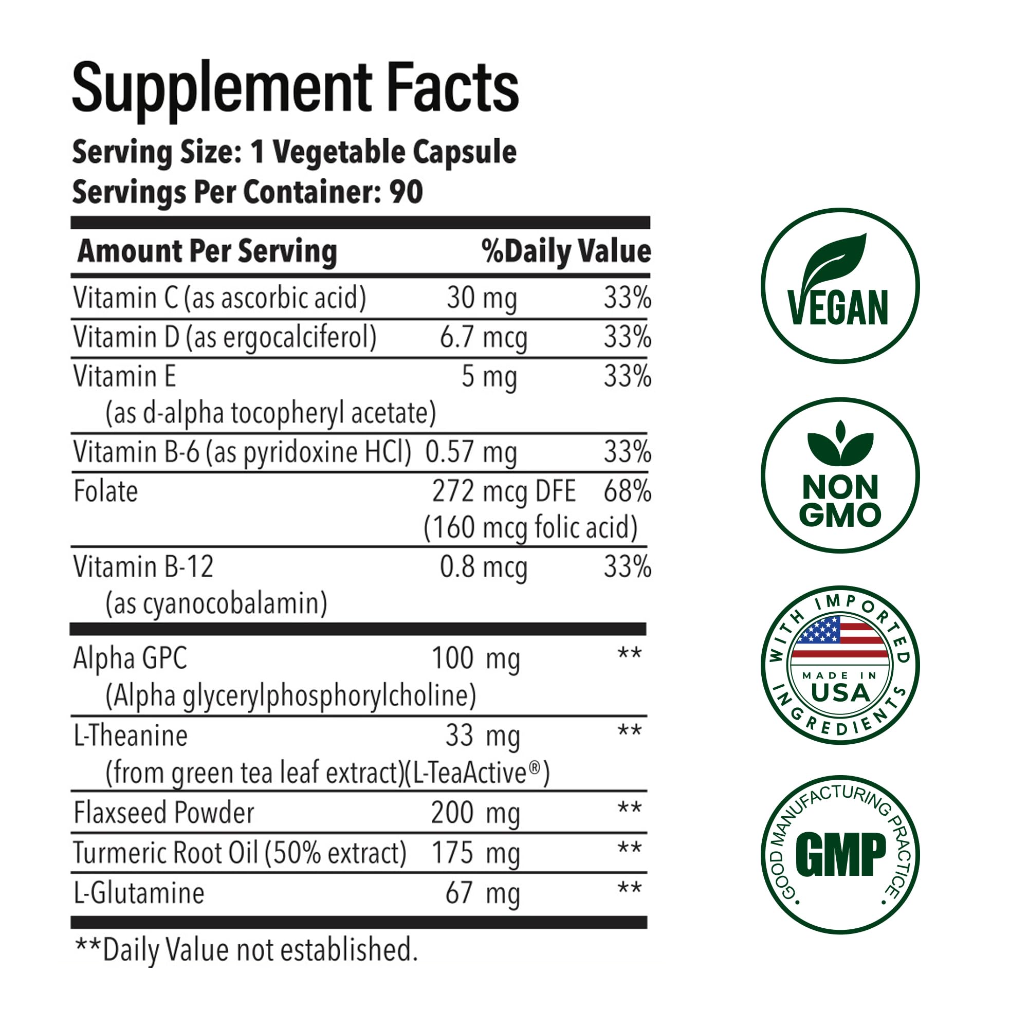 Advanced Brain Health Supplement with Alpha GPC, L-Theanine, L-Glutamine for Memory and Focus - 90 Capsules NutrifyMD Au supplements
