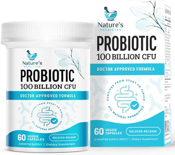 Nature's Physician Probiotics - 100 Billion CFU - 16 Strains + Prebiotics - Best Probiotic Supplement for Women & Men - Supports Immune, Digestive Health, Occasional Constipation & Gas - 60 Capsules Nature's Physician Au supplements