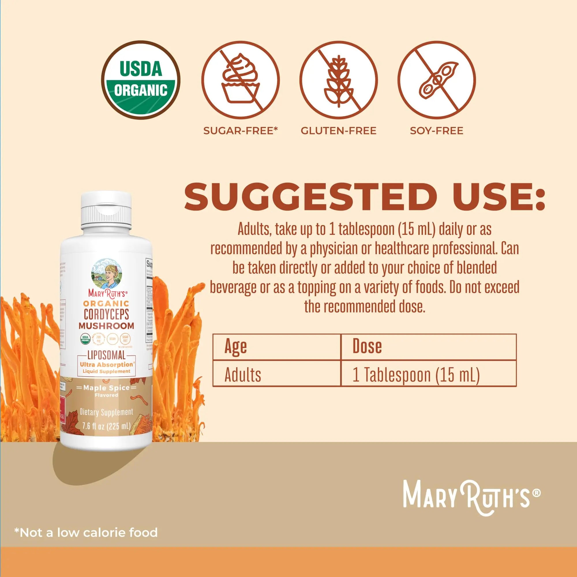 MaryRuth Organics Cordyceps Mushroom Supplement | Ultra Absorption Liposomal | Full Spectrum Mushroom | 200mg Beta-Glucans Per Serving | USDA Organic | Vegan | 7.6 oz | 15 Servings MARYRUTH'S Au supplements