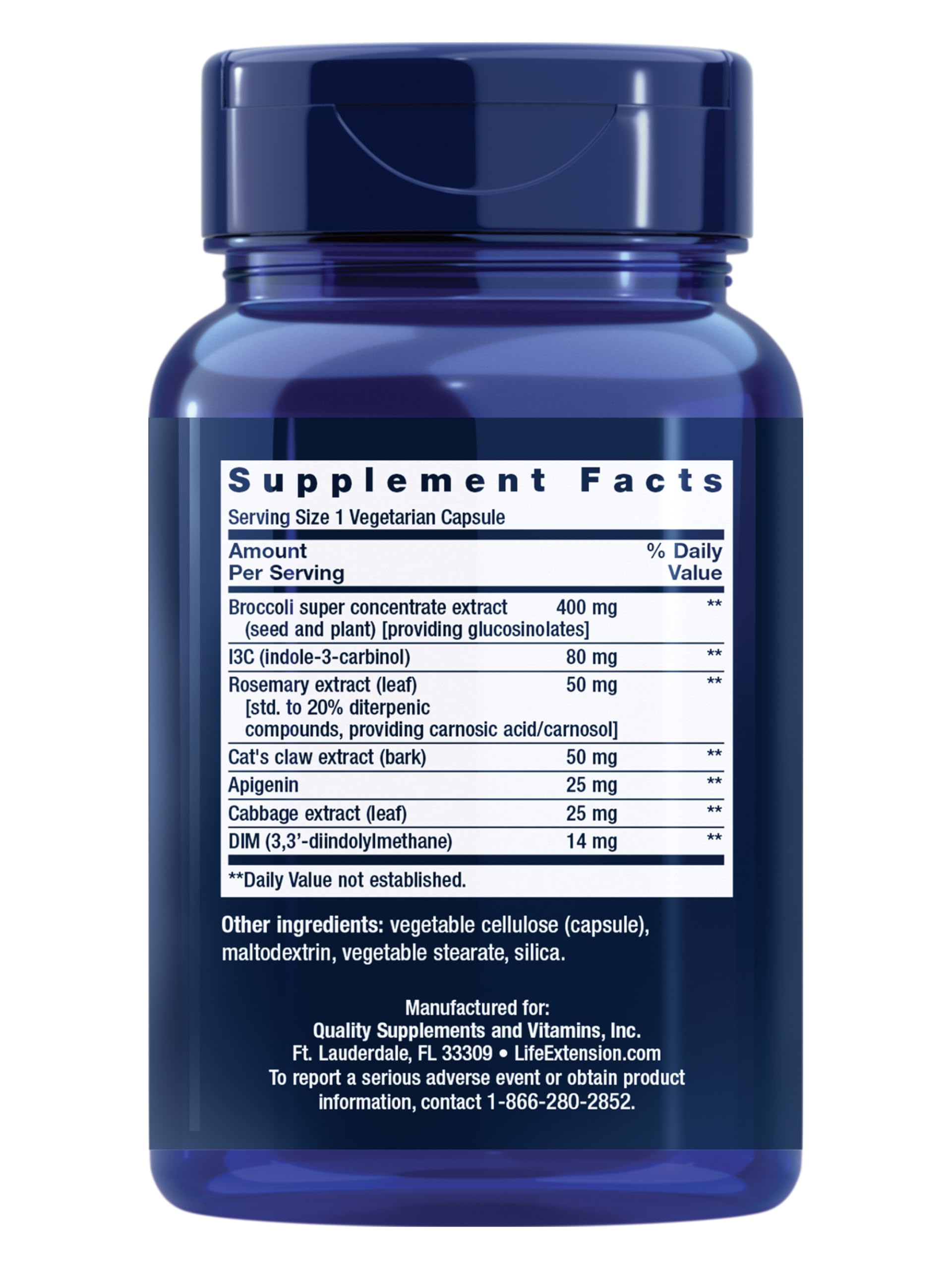 Life Extension Cruciferous Vegetable Extract Blend, Broccoli Extract, I3C, Helps Maintain DNA Health & Already Healthy Hormone Levels, Gluten Free, Non-GMO, Vegetarian, 60 Capsules Life Extension Au supplements