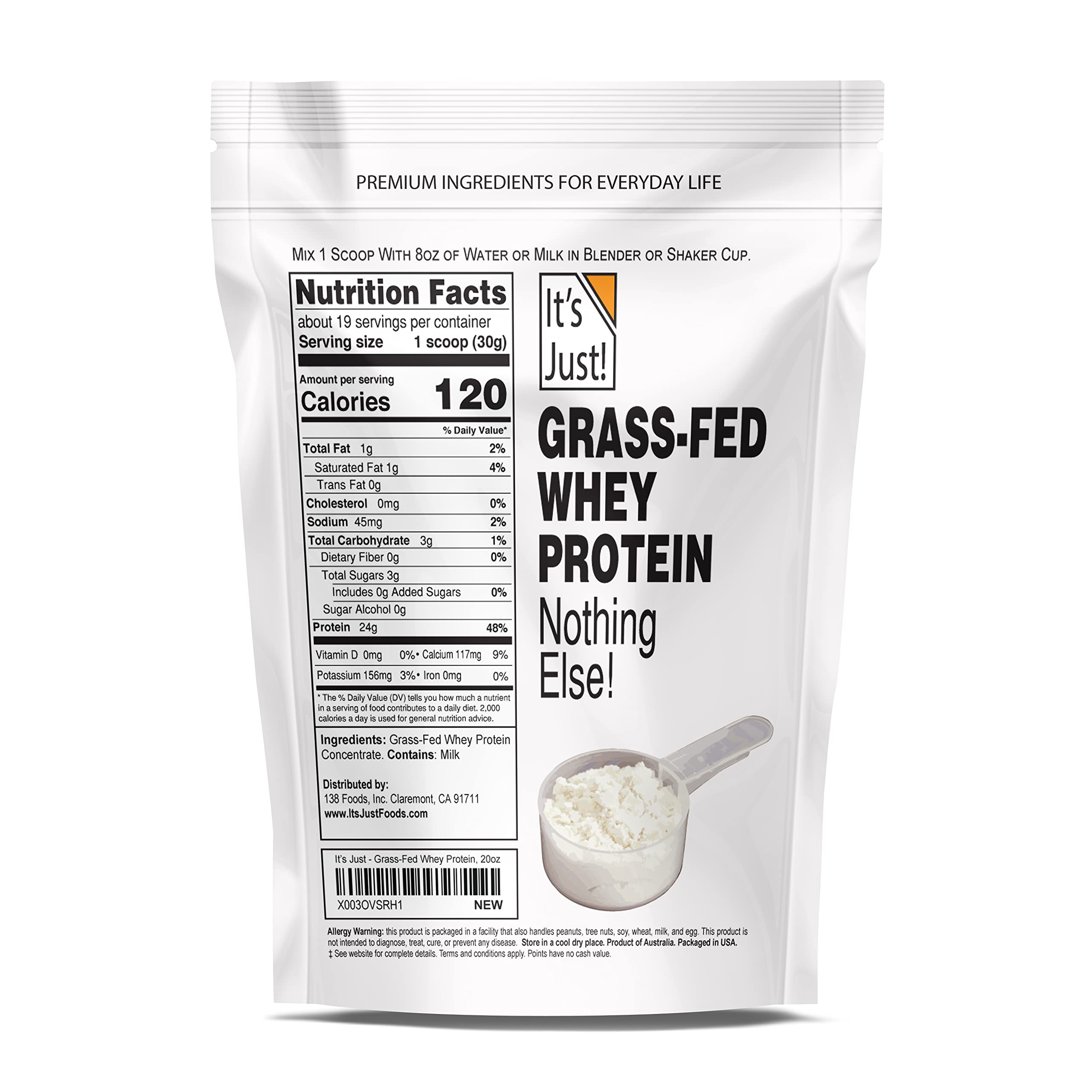 It's Just! - 100% Whey Protein Concentrate, Made in USA, Premium WPC-80, No Added It's Just! Au supplements