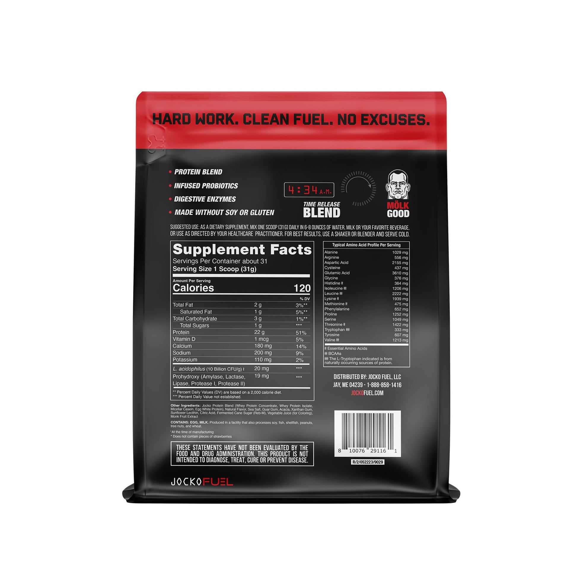 Jocko Mölk Whey Protein Powder (Strawberry) - Keto, Probiotics, Grass Fed, Digestive Jocko Fuel Au supplements