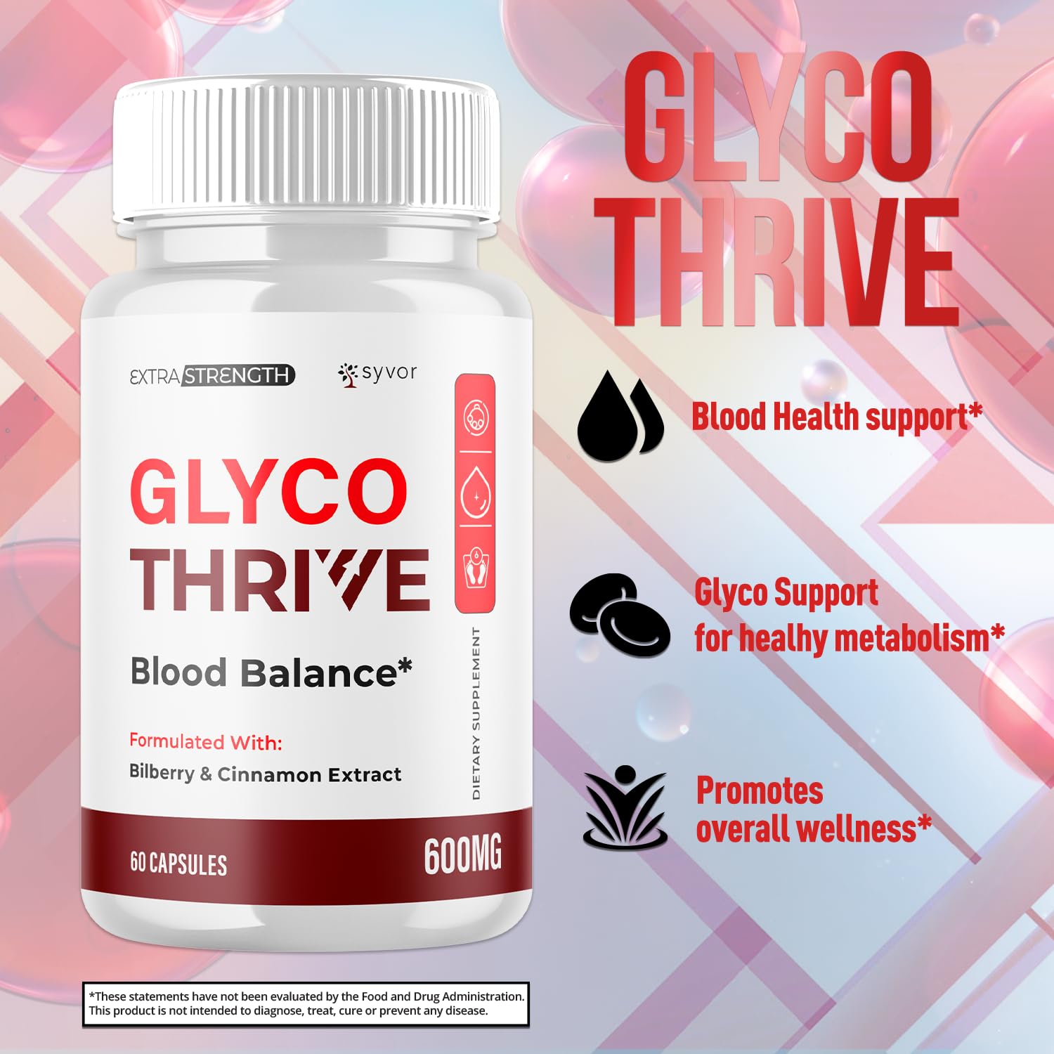 (2 Pack) Glyco Thrive Capsules, Official GlycoThrive Glycogen Support Pills with All Natural Ingredients, Advanced Formula Health Supplement with Max Strength Vitamins for Women & Men (120 Capsules) Syvor Au supplements