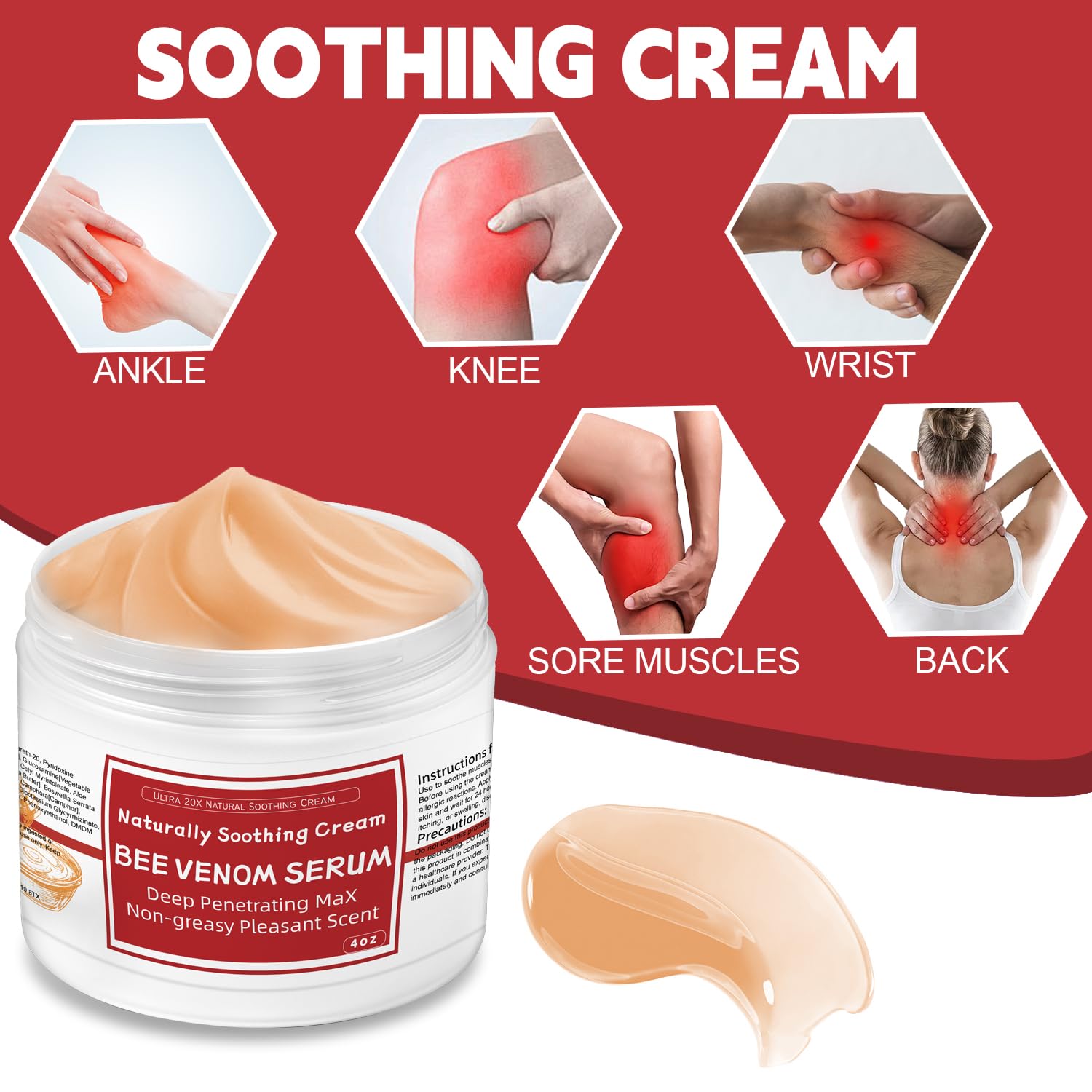AEROMAXX Bee Venom Muscle & Joint Cream, 10X Ultra Strength Care Ointment, Natural Organic Formula, for Shoulder, Back, Neck, Hands, Knuckles, Elbows, Feet, Leg, Knees, Ankle, Adults, Seniors AEROMAXX Au supplements