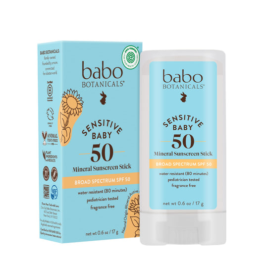 Babo Botanicals Sensitive Baby Mineral Sunscreen Stick SPF 50 - 70% Organic Ingredients - Zinc Oxide - NSF & MADE SAFE and EWG Certified Babo BotanicalsUS supplements
