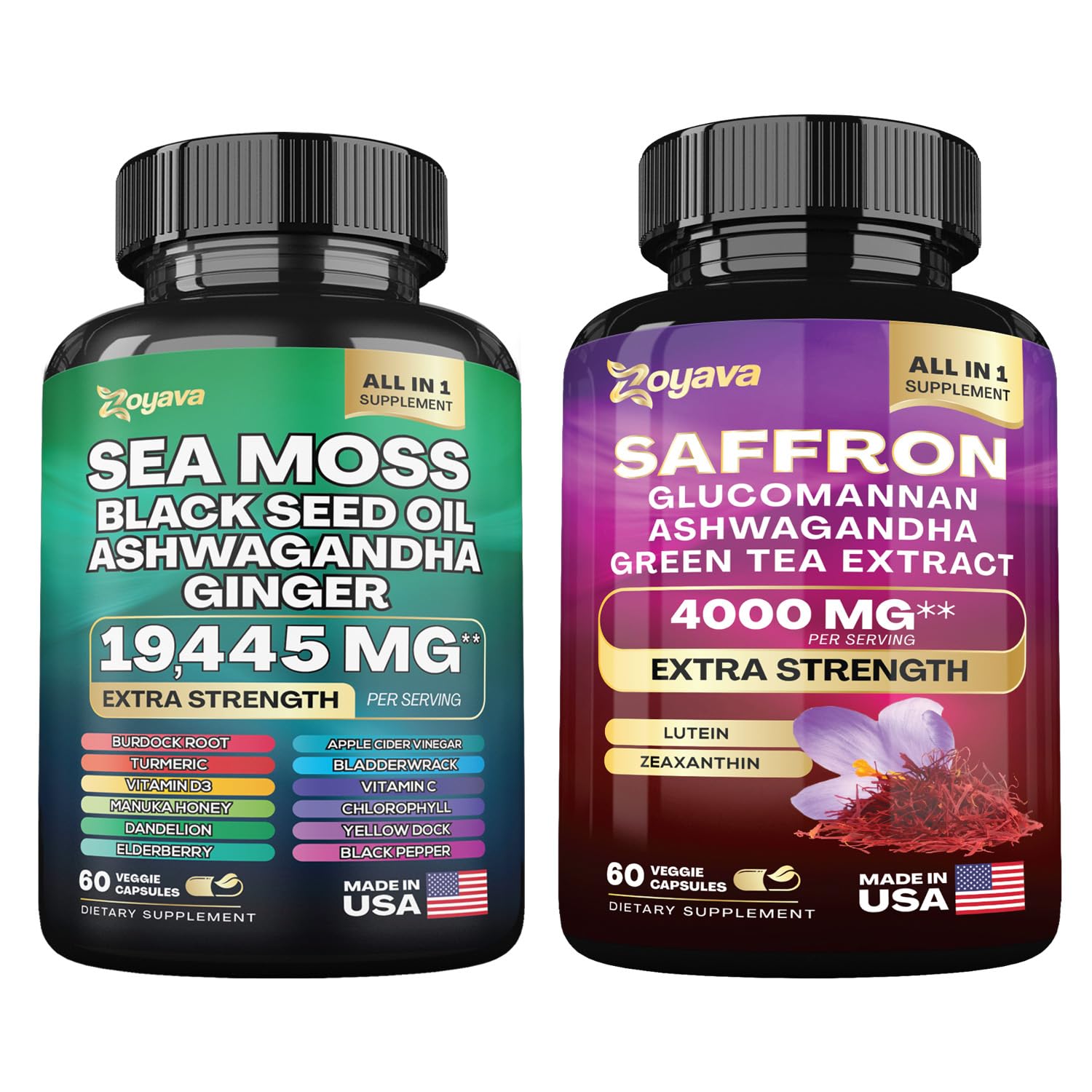 Zoyava Sea Moss 16-in-1 and Saffron 6-in-1 Bundle Zoyava Au supplements