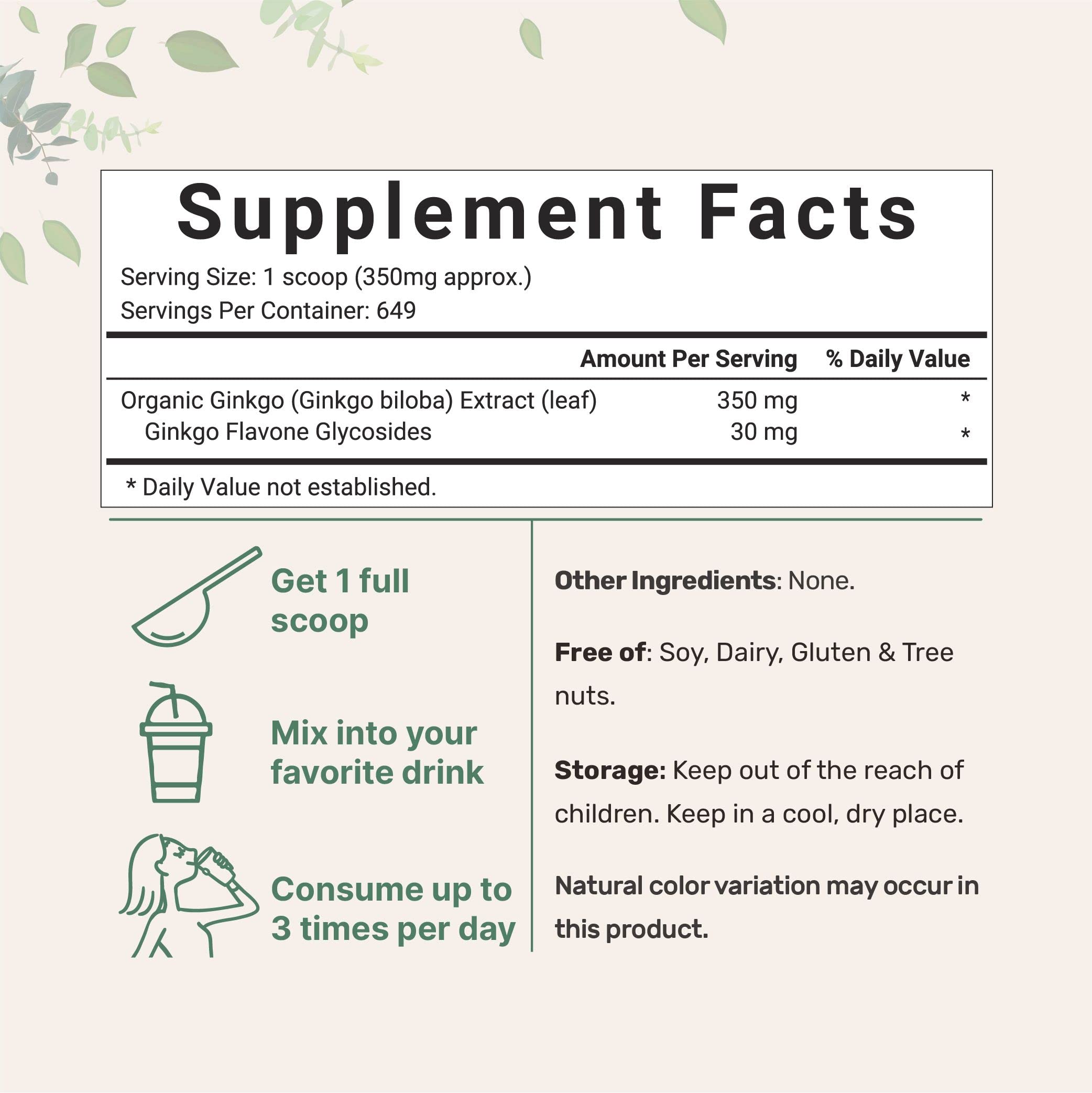 Micro Ingredients Raw Organic Ginkgo Biloba Powder, 8 Ounce (18 Months Supply) Micro Ingredients Au supplements