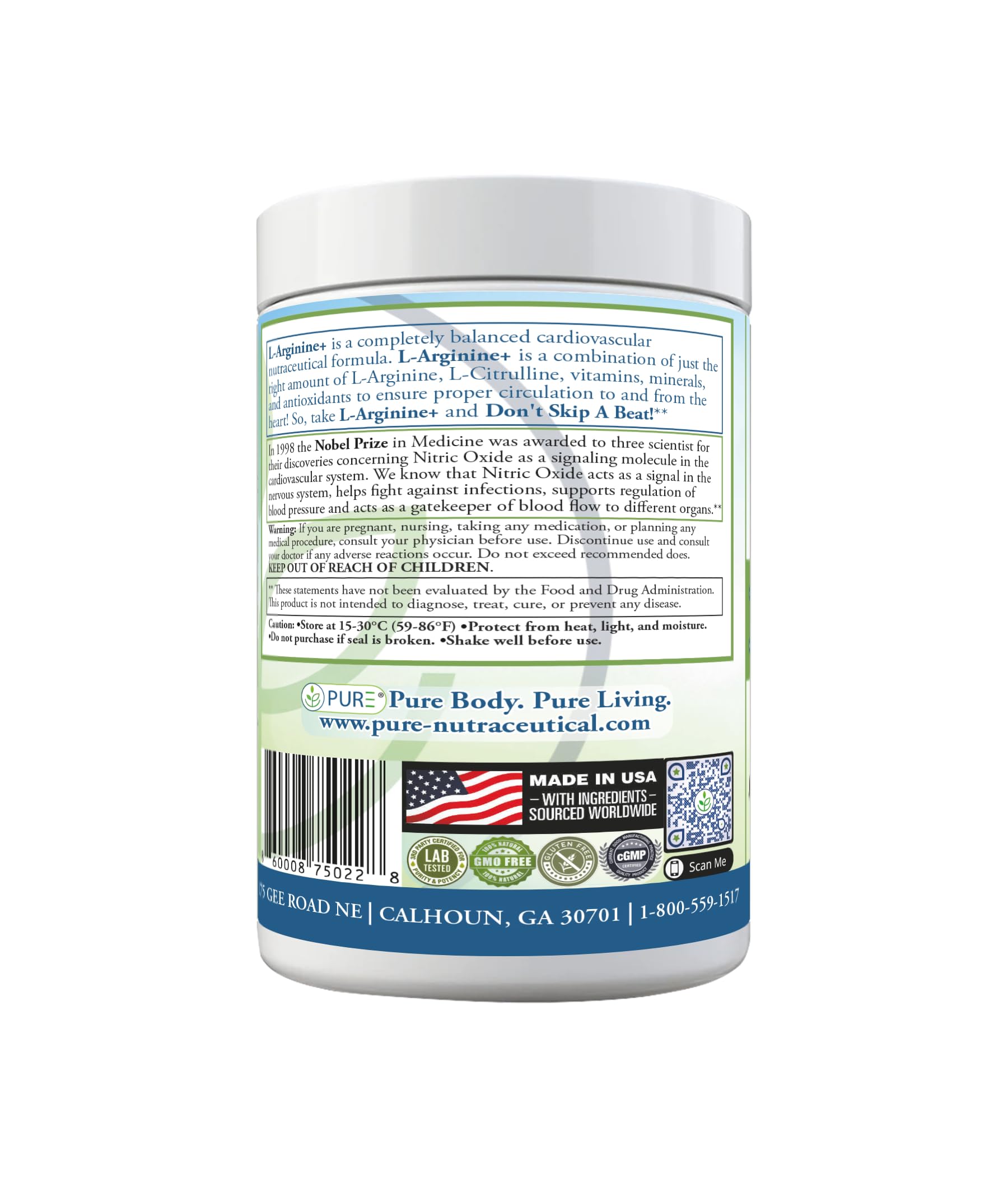PURE® Cardio+ Nitric Oxide Heart & Circulation Support - 5000mg L-Arginine & 1000mg L-Citrulline - Lemon Lime, 30 Servings Powder, 375 Grams - CoQ10 Beet Root - High Potency Cardiovascular Formula PURE Au supplements
